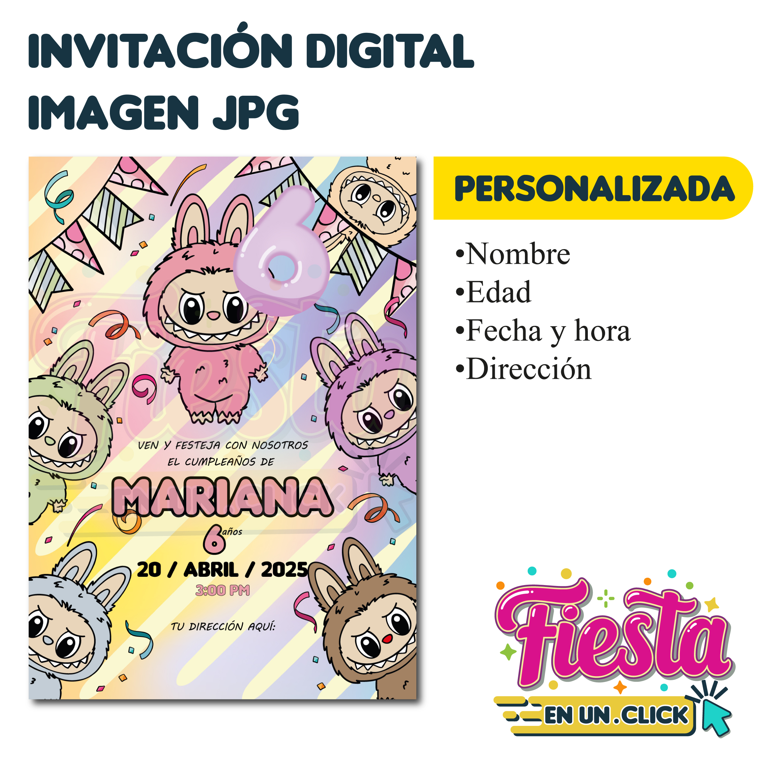 Invitación Imagen Labubu