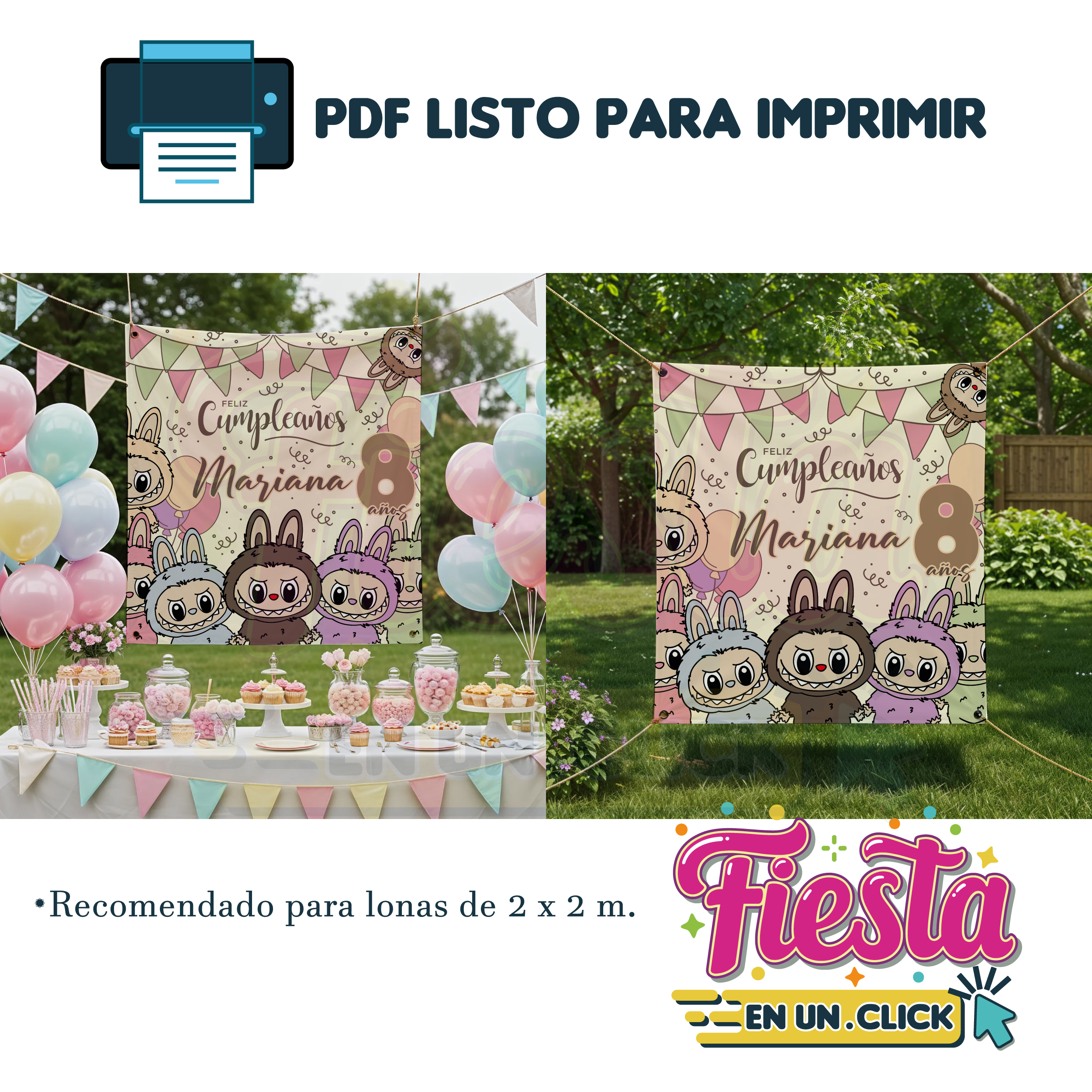 Banner de Cumpleaños Diseño Labubu