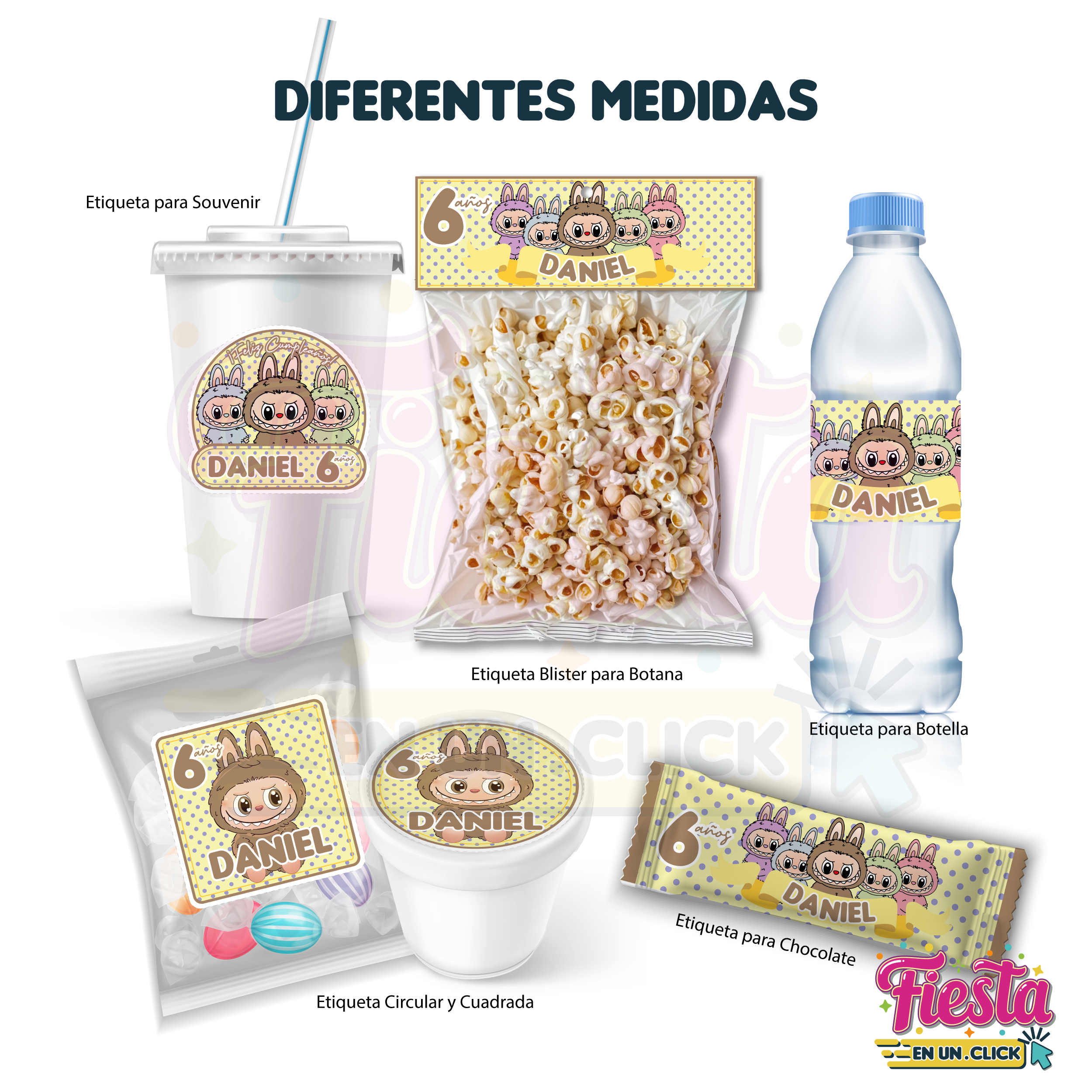 Etiquetas para Candy Bar Diseño Labubu