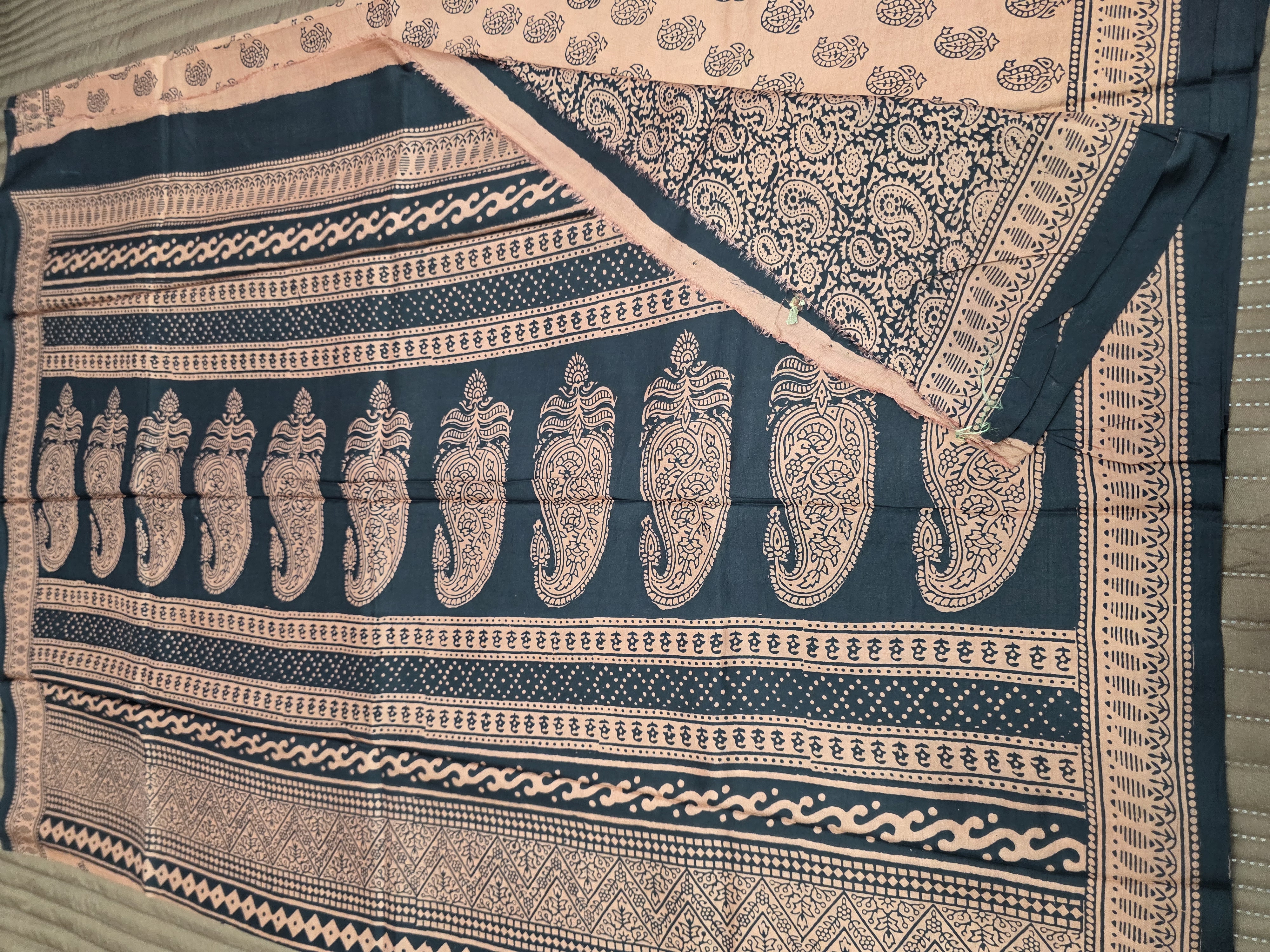 "Handcrafted Mulberry Silk Saree – Authentic Bagh Print by Vasim Khatri "