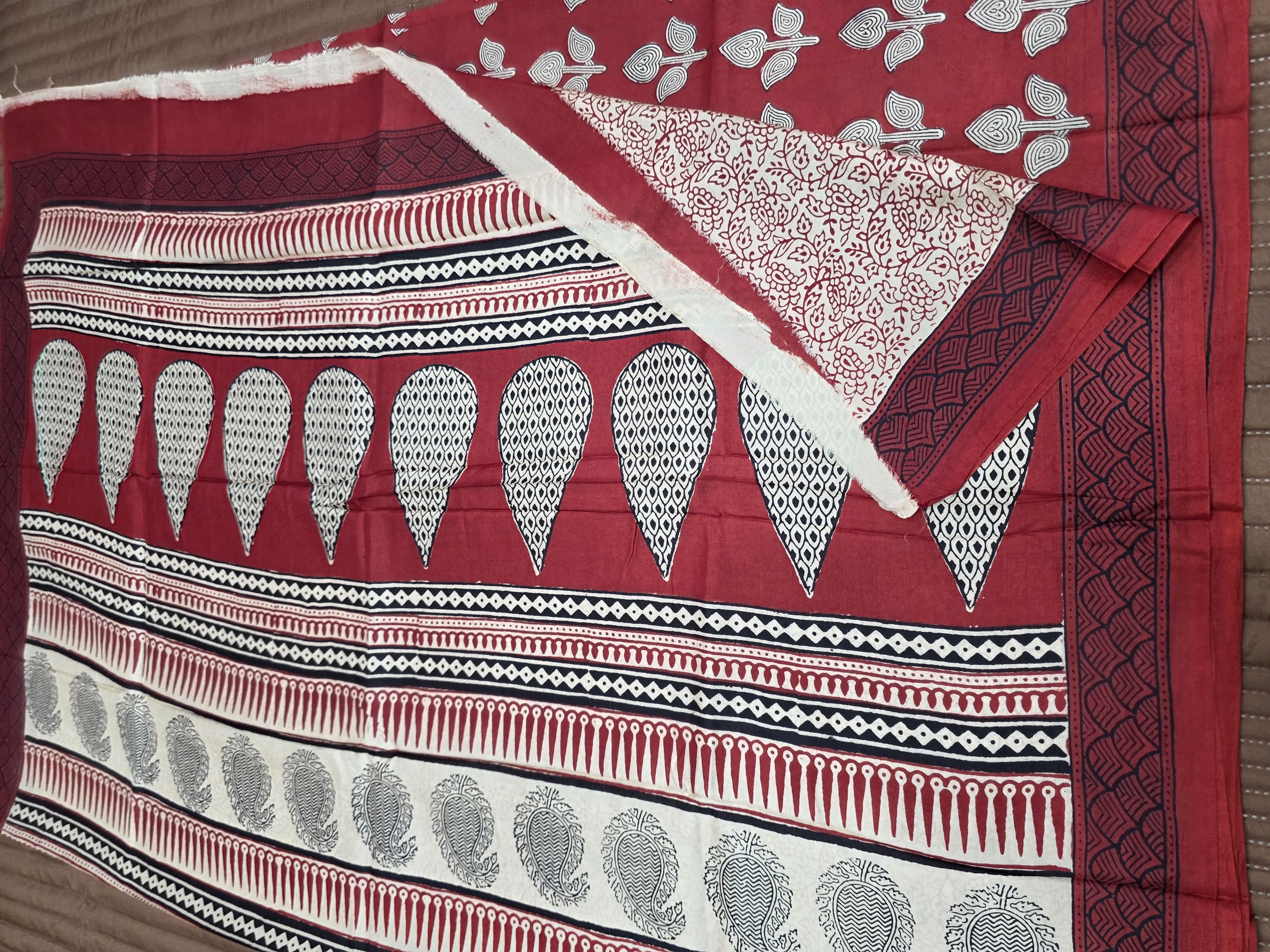 "Handcrafted Mulberry Silk Saree – Authentic Bagh Print by Vasim Khatri "