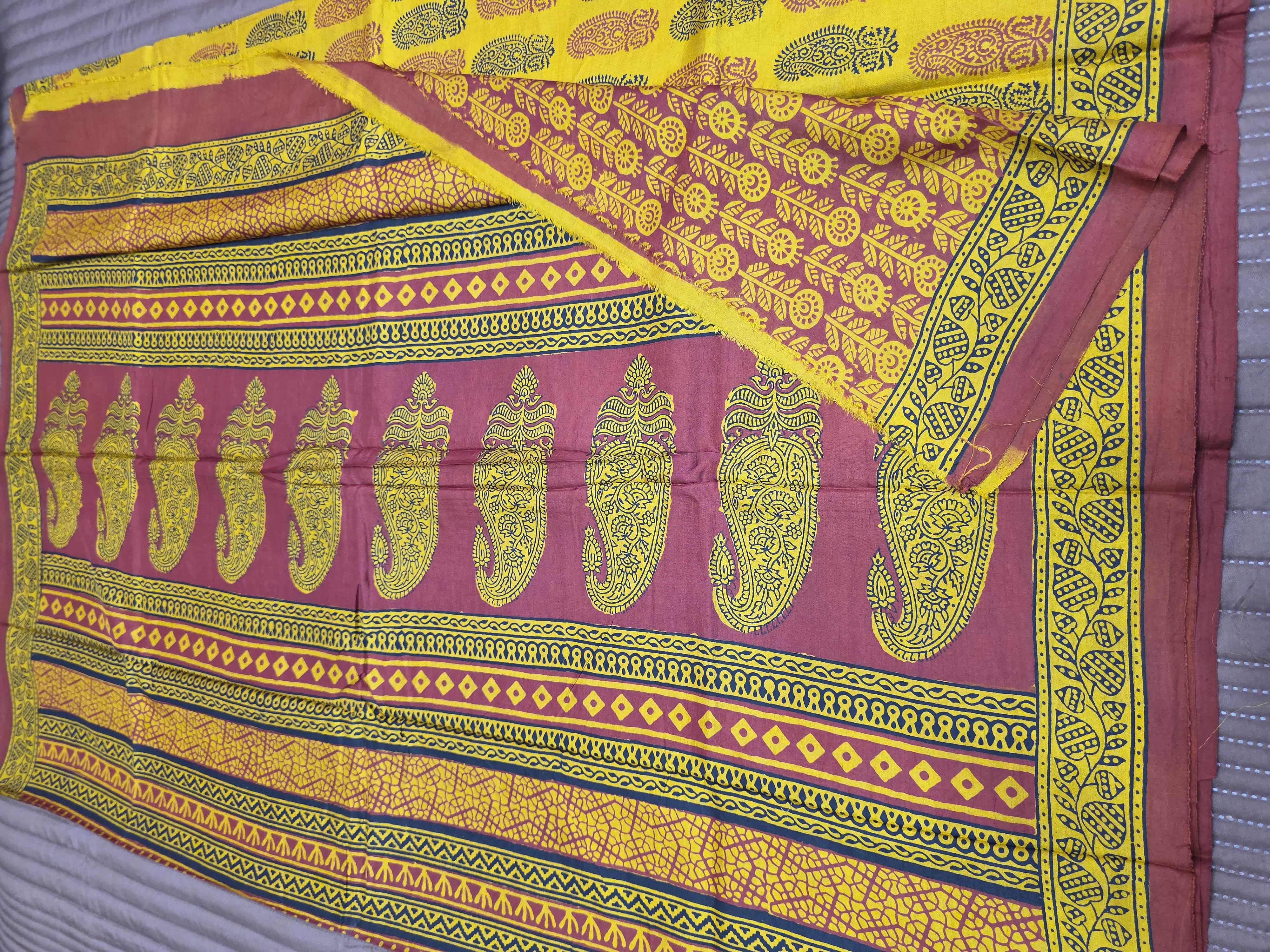 "Handcrafted Mulberry Silk Saree – Authentic Bagh Print by Vasim Khatri "