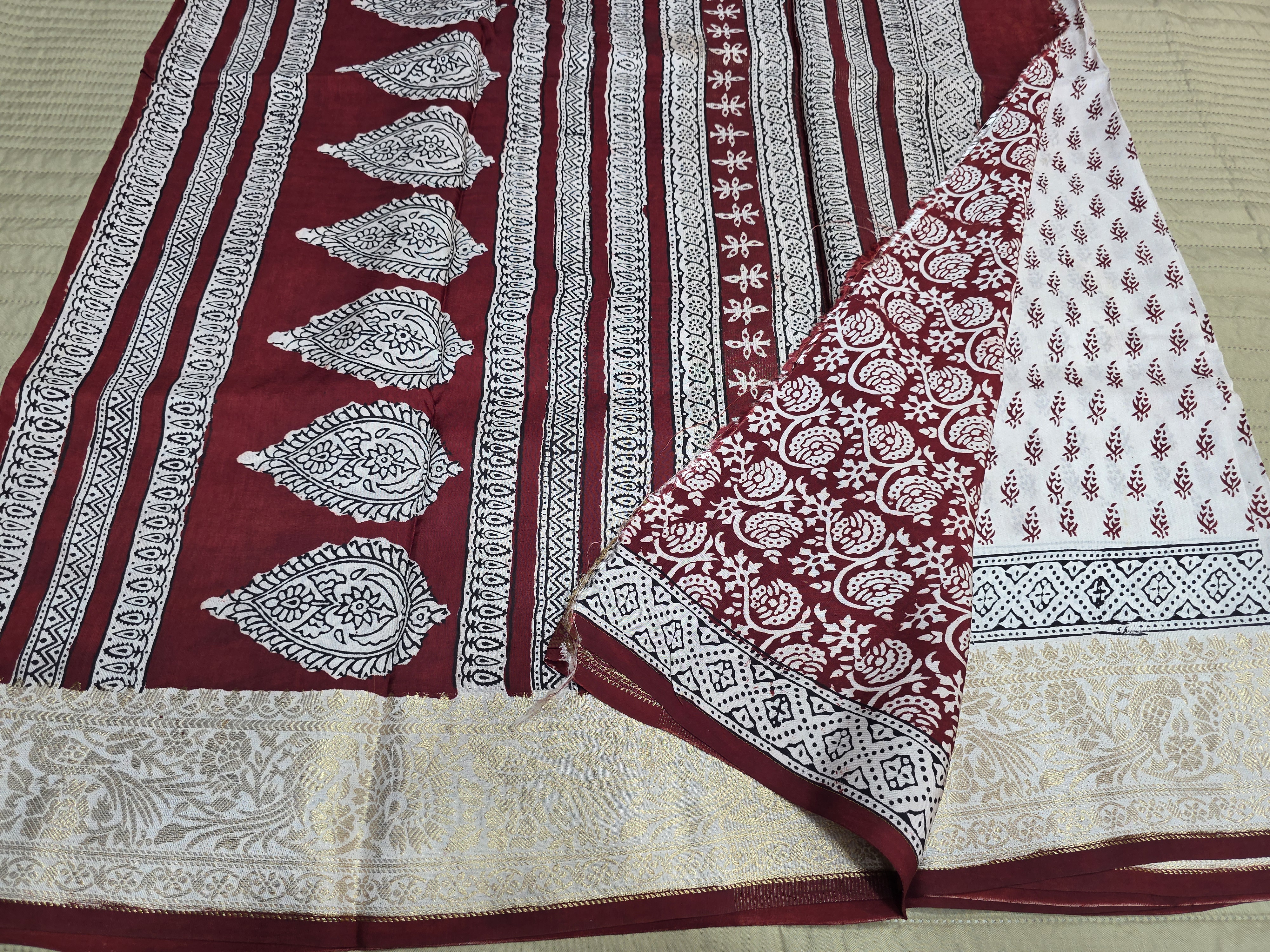 Premium Dola Silk Saree with Traditional Bagh Hand Block Print