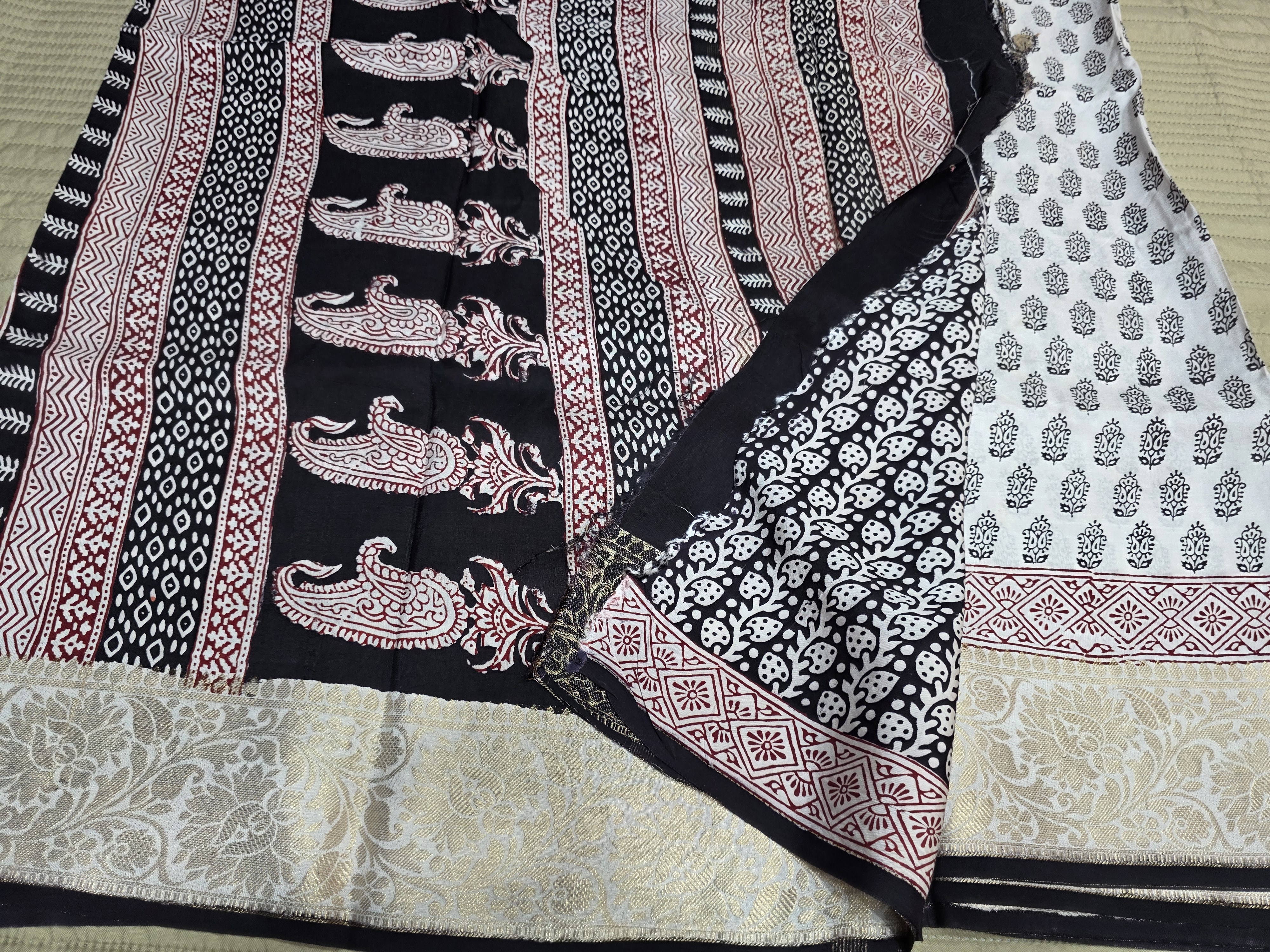Premium Dola Silk Saree with Traditional Bagh Hand Block Print