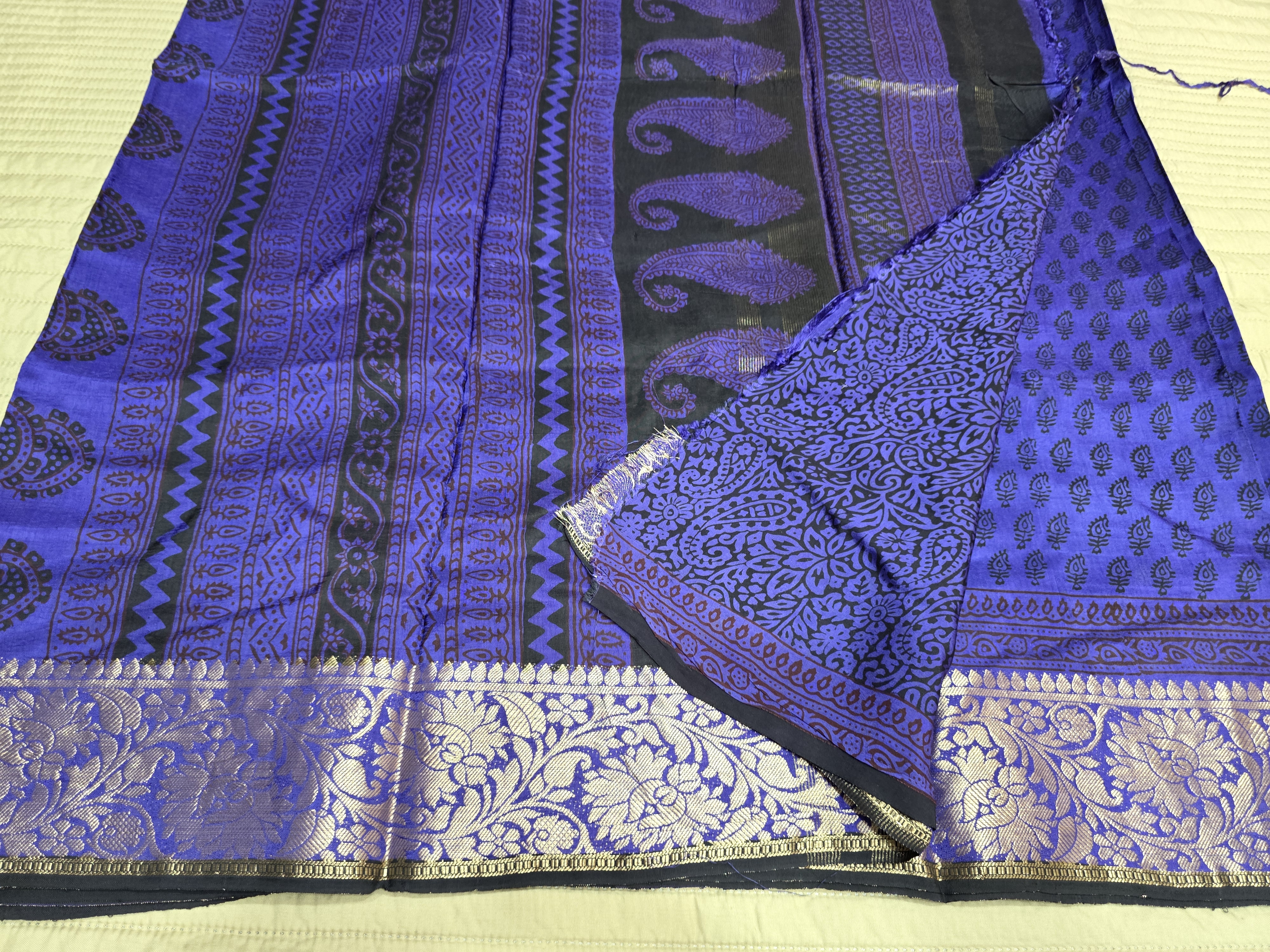 Premium Dola Silk Saree with Traditional Bagh Hand Block Print