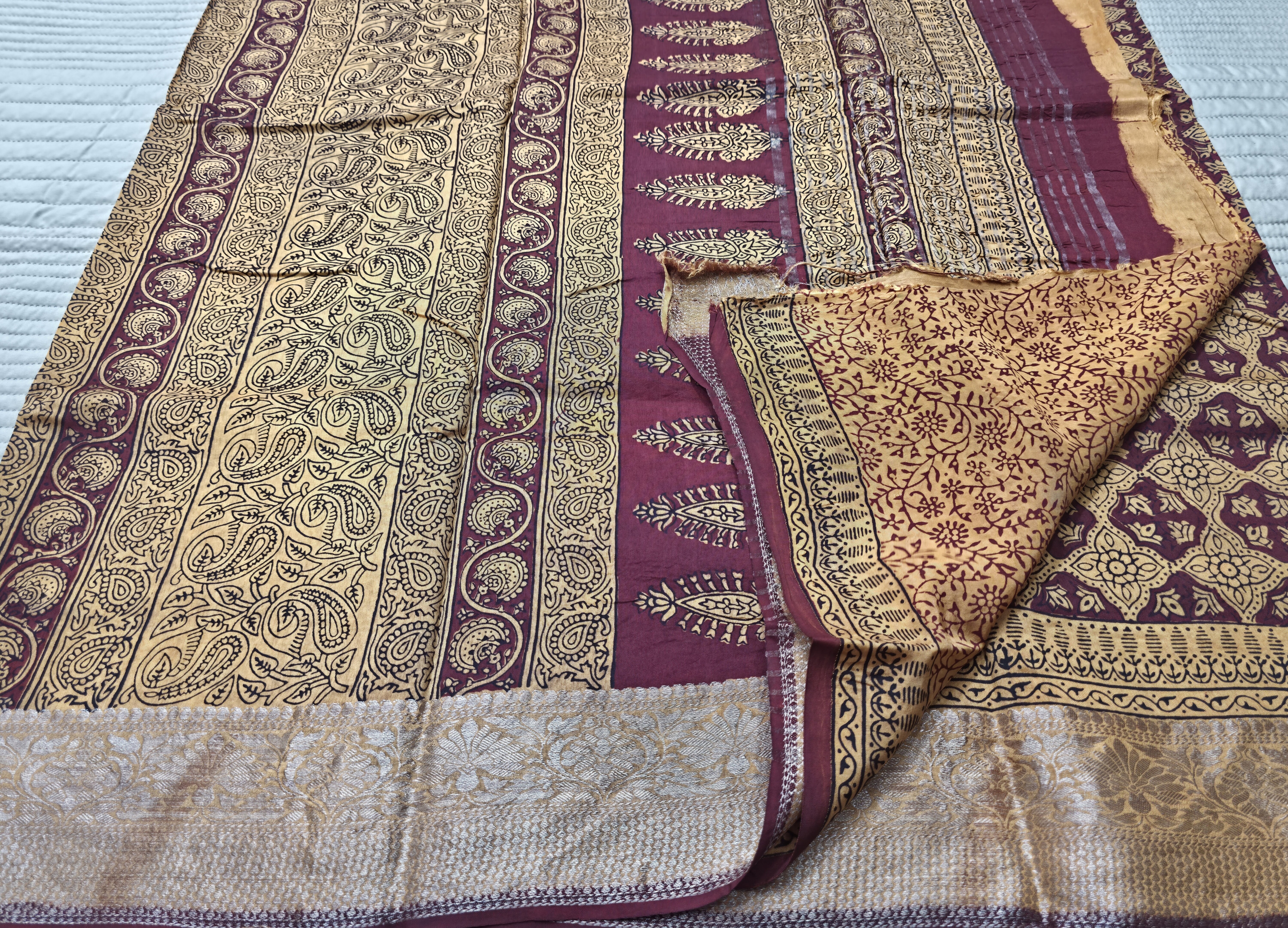 Premium Dola Silk Saree with Traditional Bagh Hand Block Print