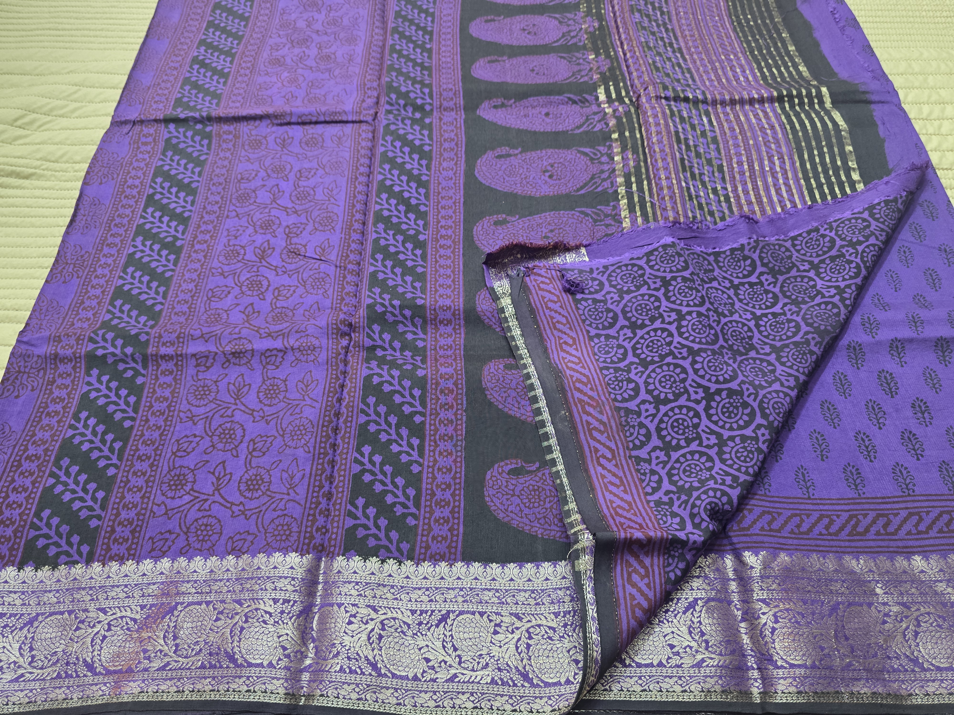 Premium Dola Silk Saree with Traditional Bagh Hand Block Print