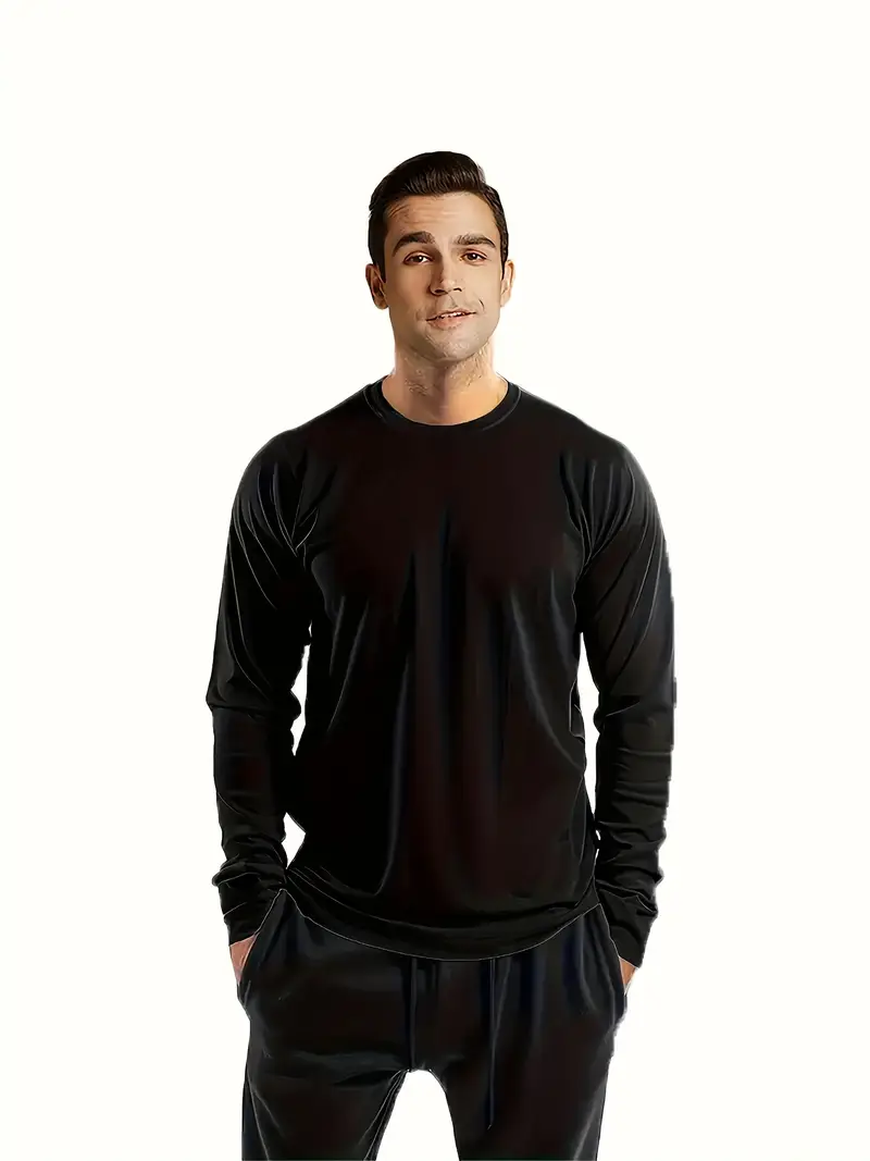 Men's Black Long Sleeve T-Shirt