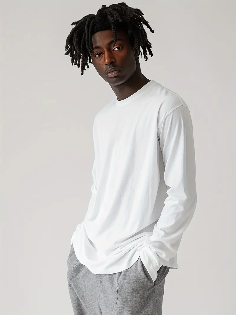 Men's White Long Sleeve T-Shirt