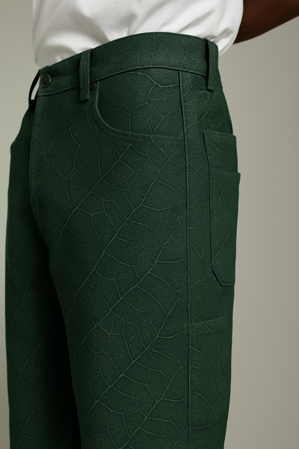 Forest Green Woven Denim Pants