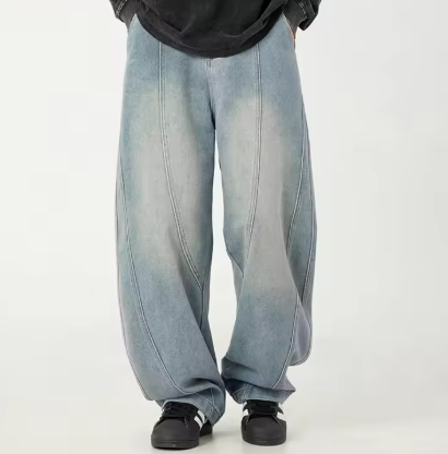 Wide Leg Washed Denim Jeans