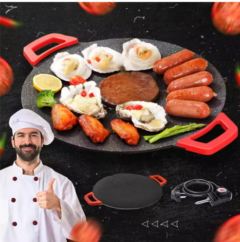Electric Griddle with Red Handles