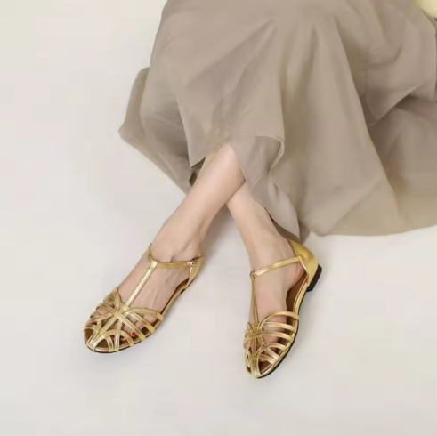 Women's Gold Strappy Sandals