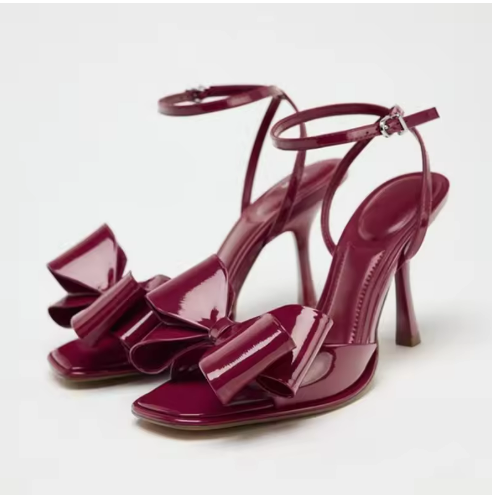 Women's Burgundy Strappy Heels
