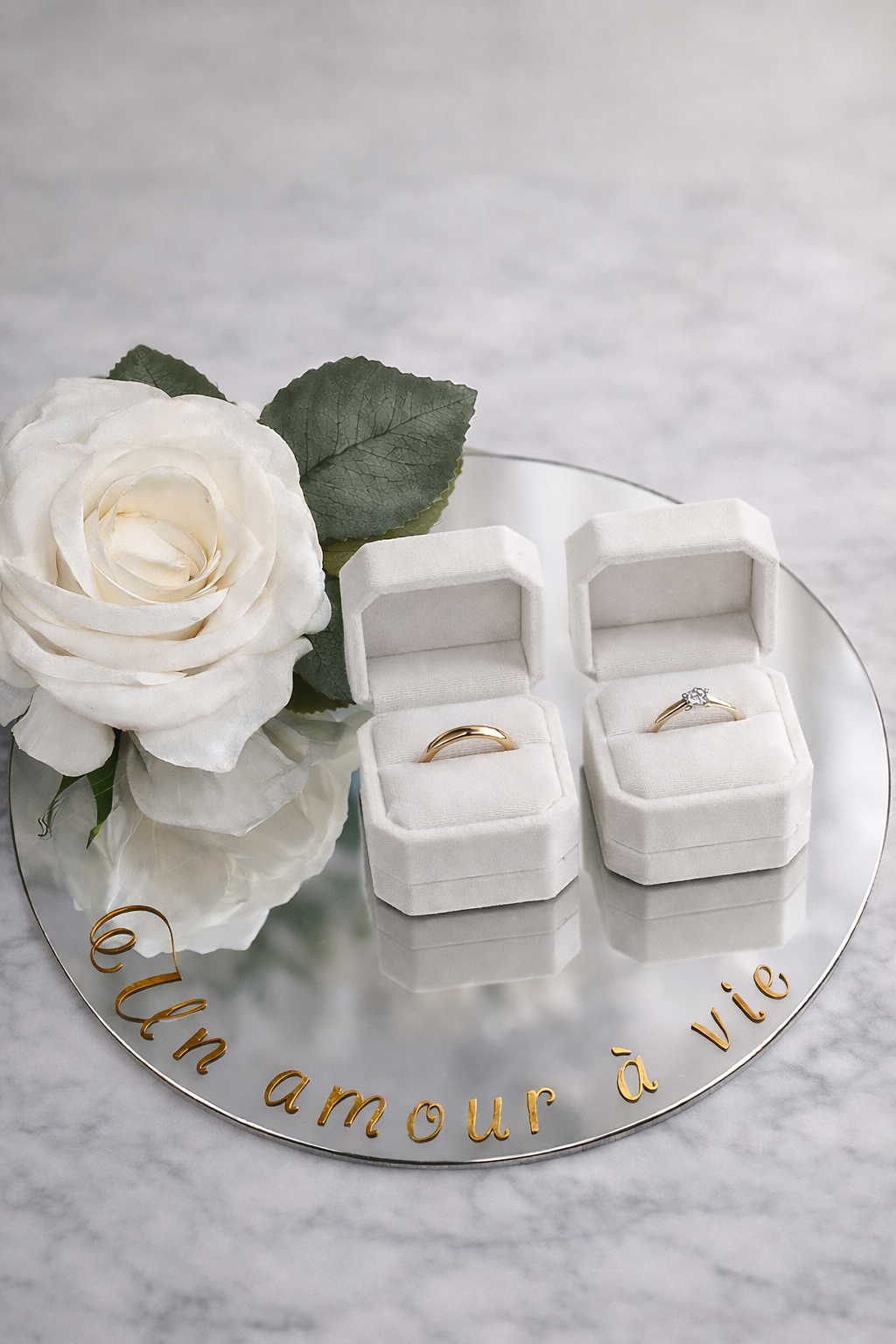 Porte-Alliances miroir et boites Blanc