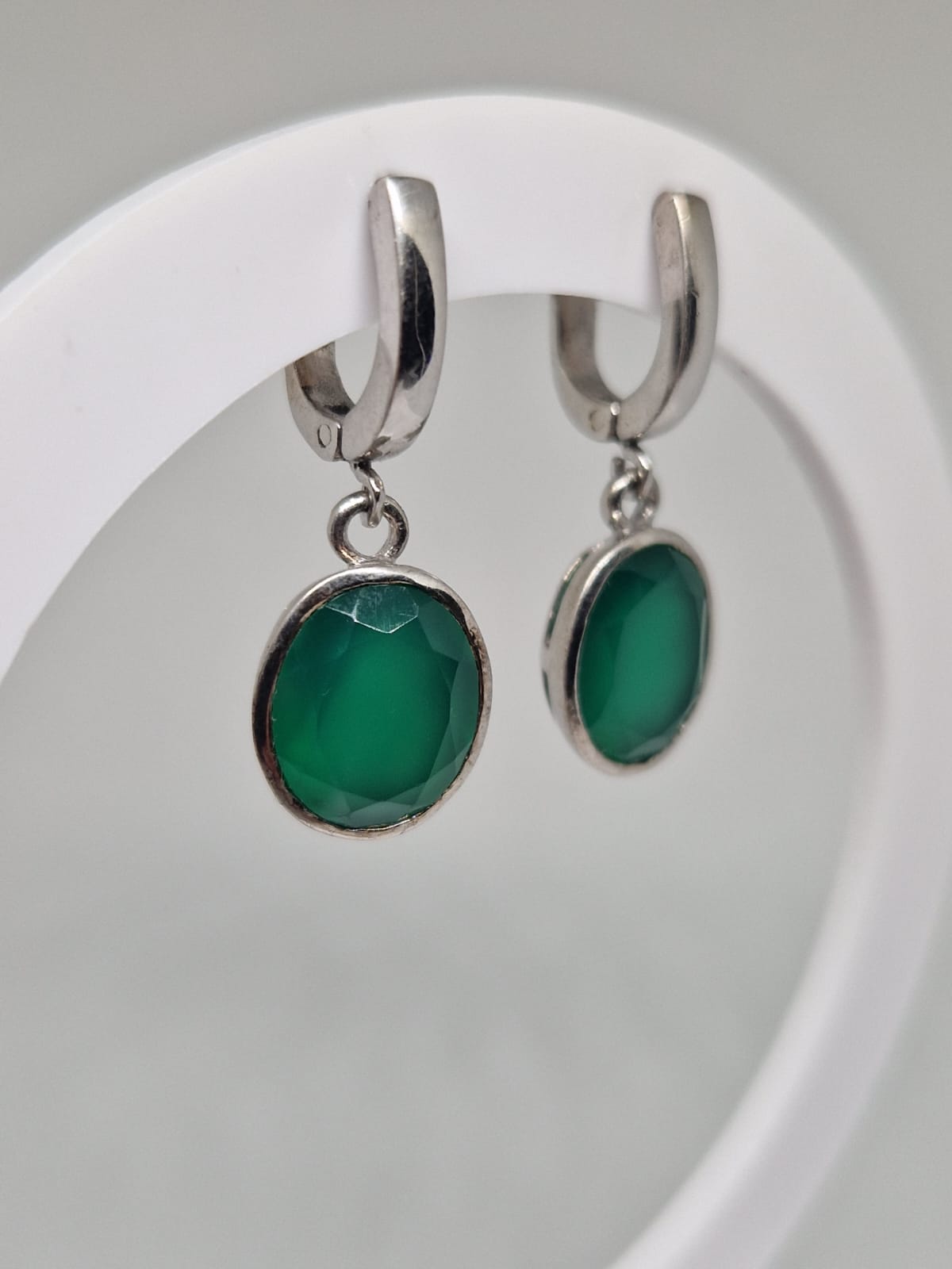 Sterling Silver Earrings with an Agate inlay