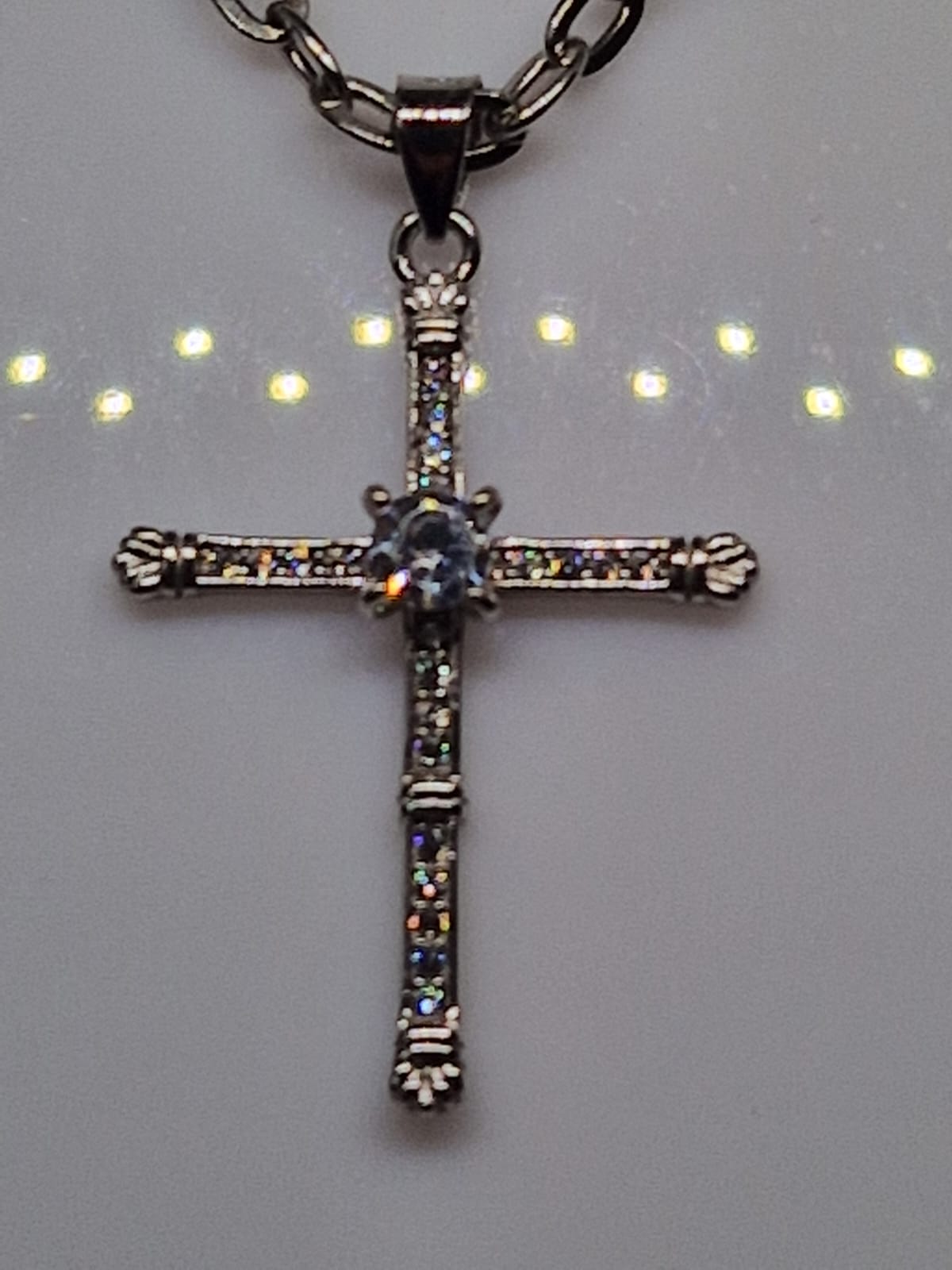 Silver Cross Pendant with a Cubic Zirconia inlay 2