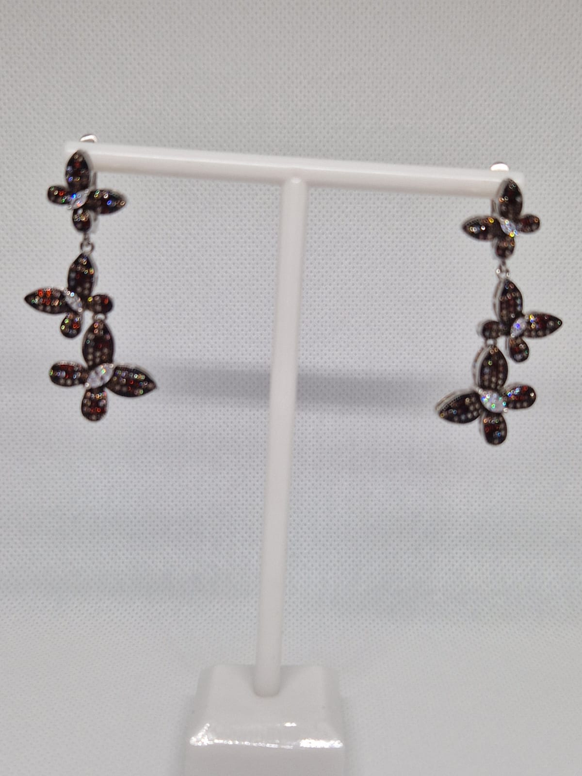 Sterling Silver earrings with a Cubic Zirconia, Ceramic Inlay