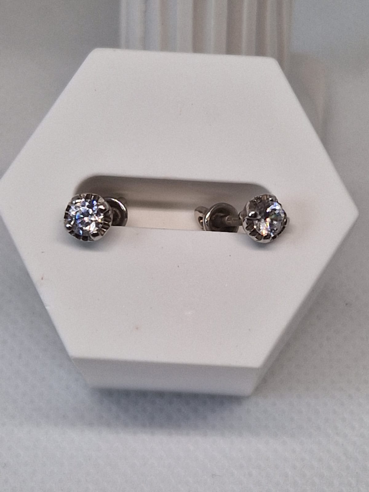 Golden Stud Earrings with Gemstones