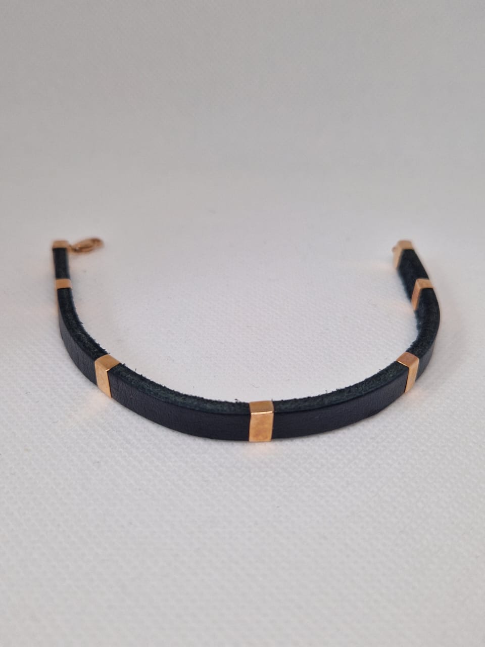 Gold  Bracelet with black leather