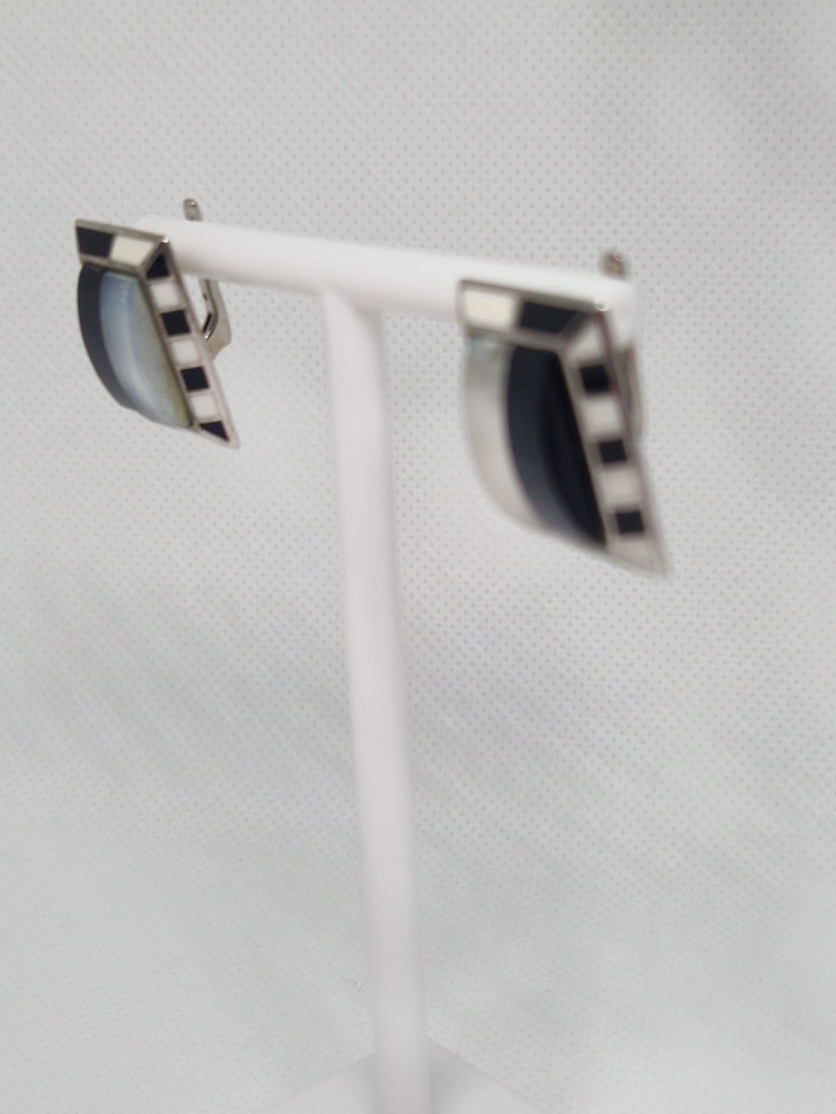 Sterling Silver Earrings with a Agate Inlay