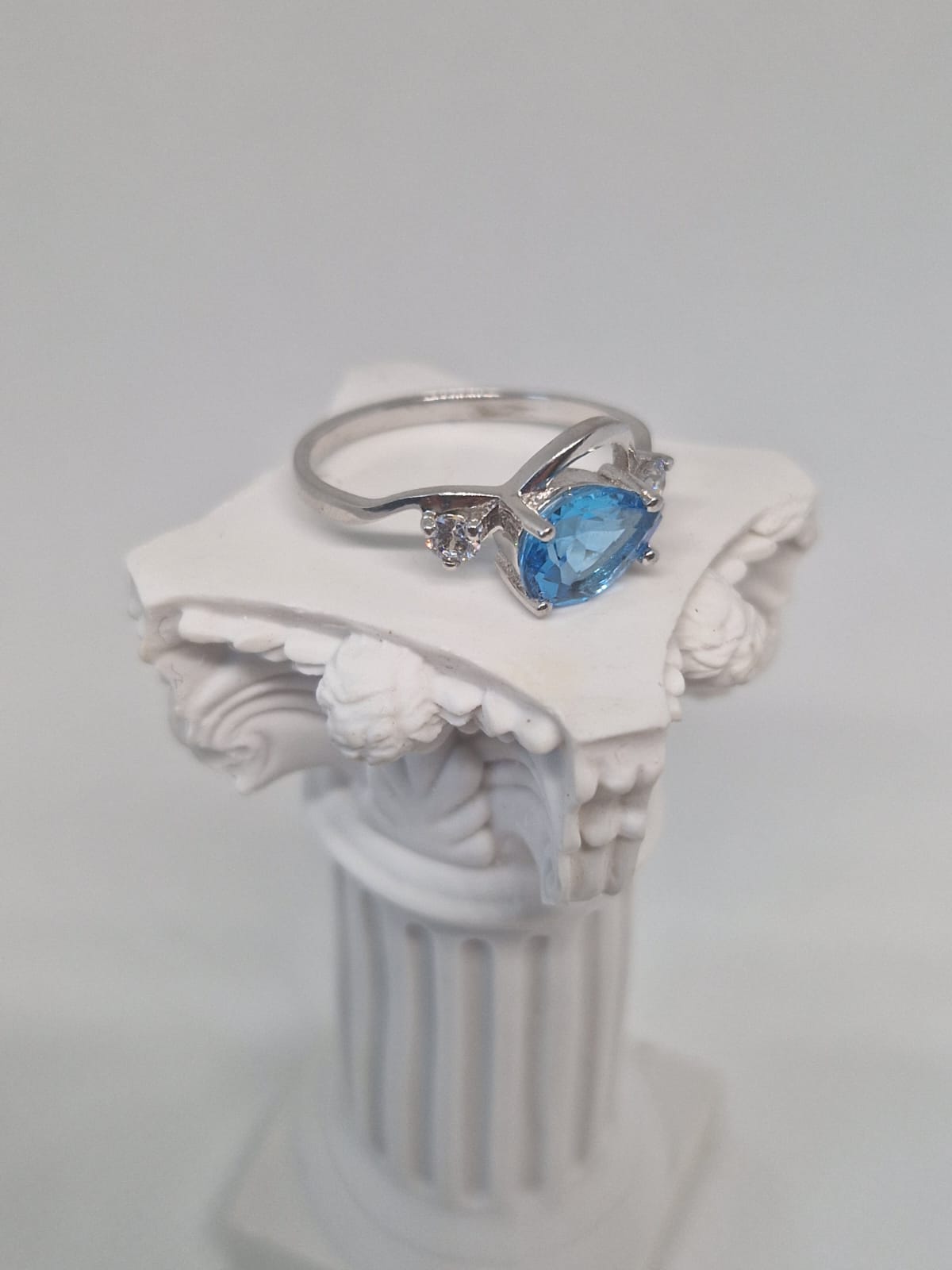 Silver Ring with a Topaz and Cubic Zirconia inlay