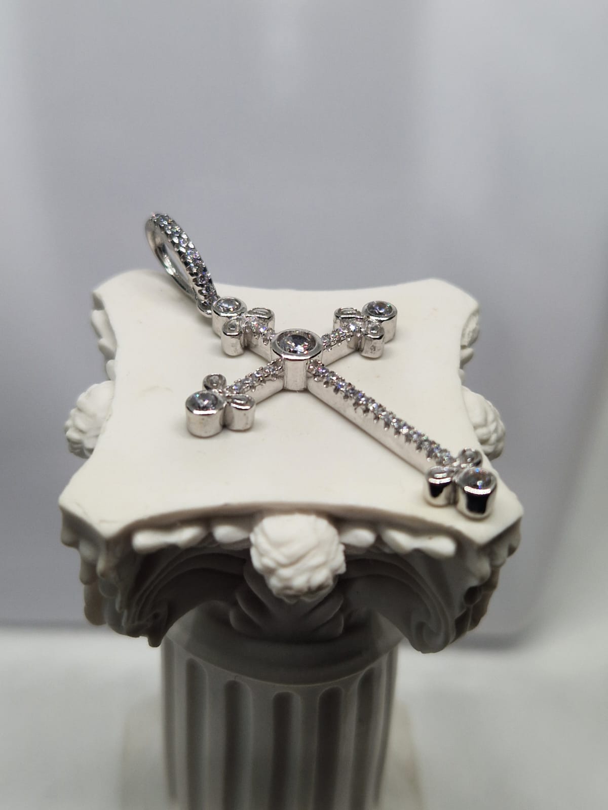 Silver Cross Pendant with a Cubic Zirconia inlay