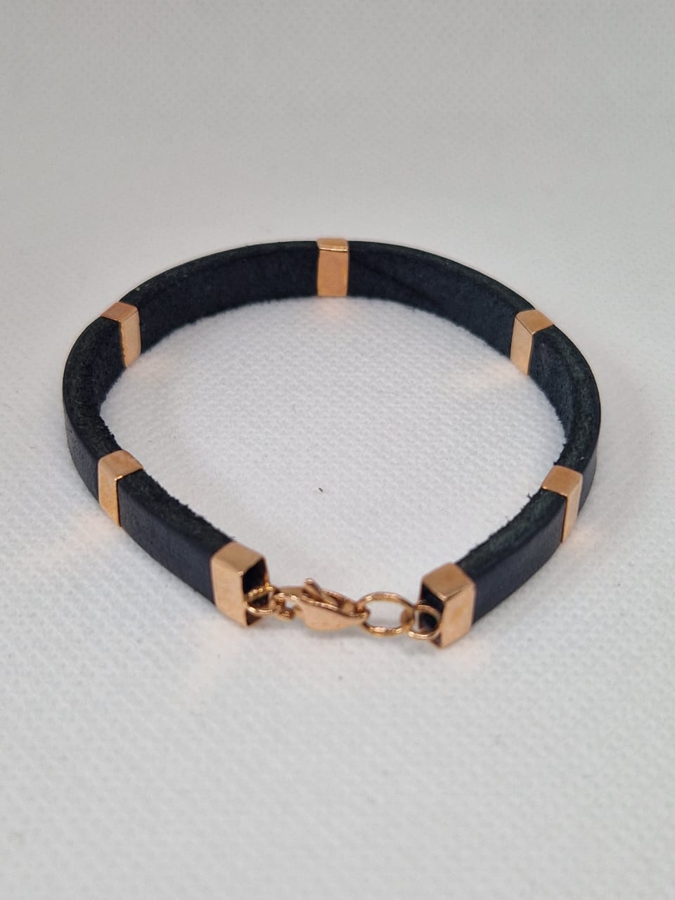 Gold  Bracelet with black leather