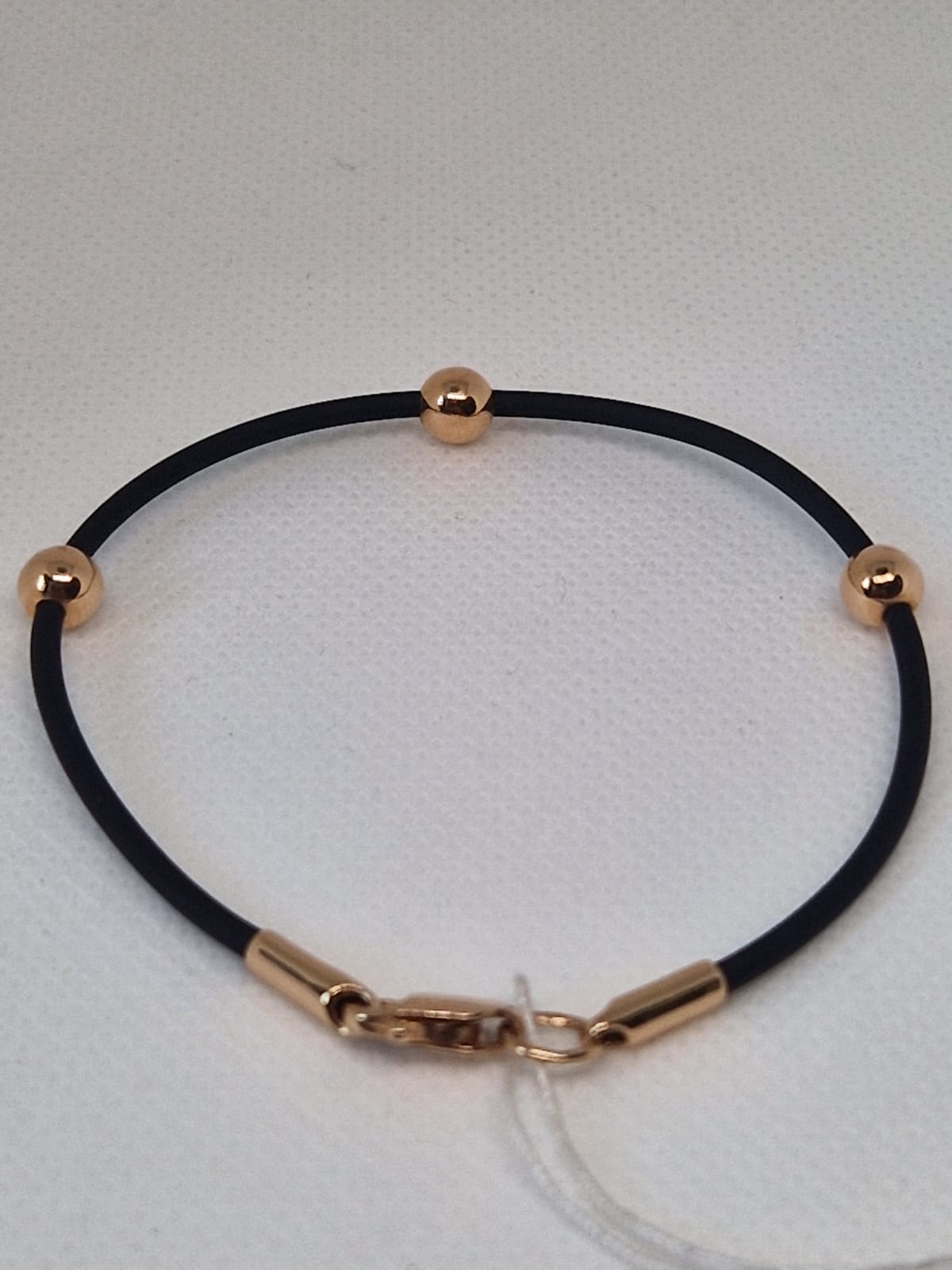 Gold  Bracelet with black rubber
