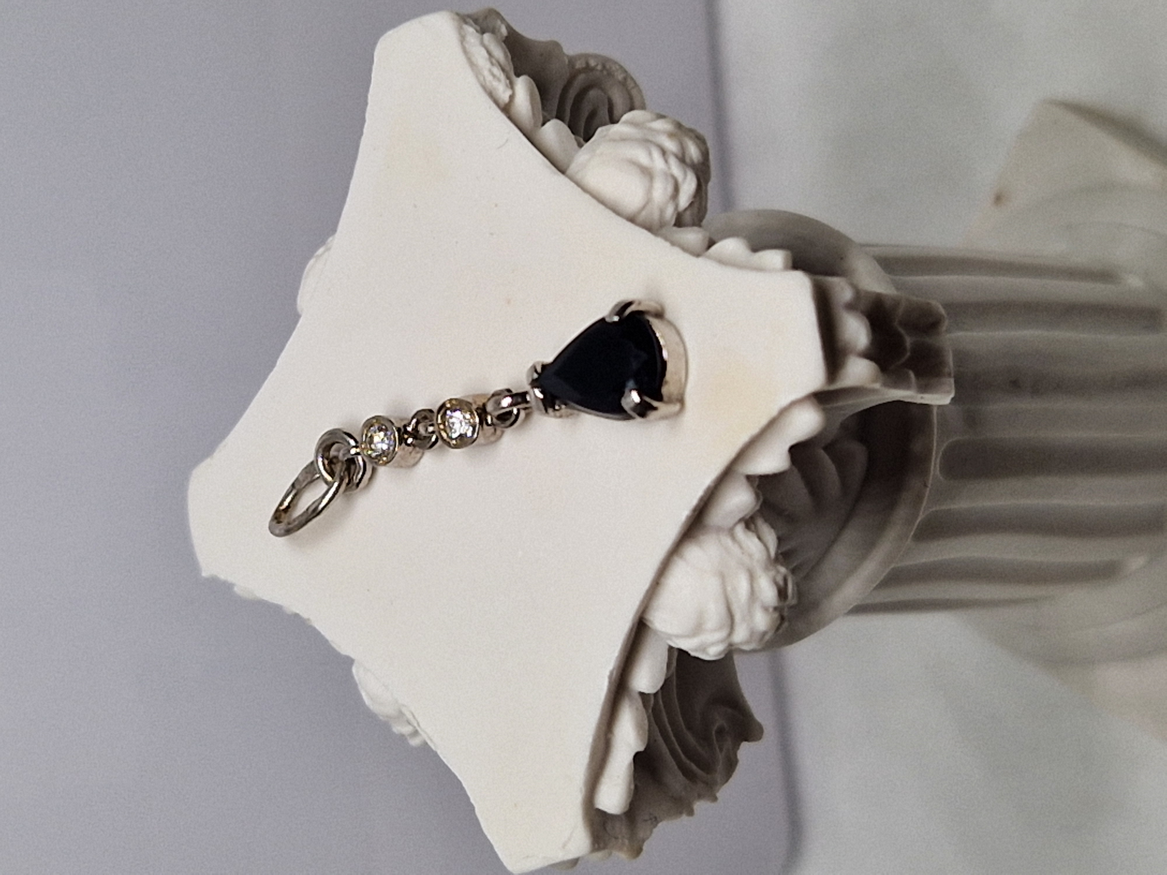 Elegant Sapphire   White  Gold Pendant