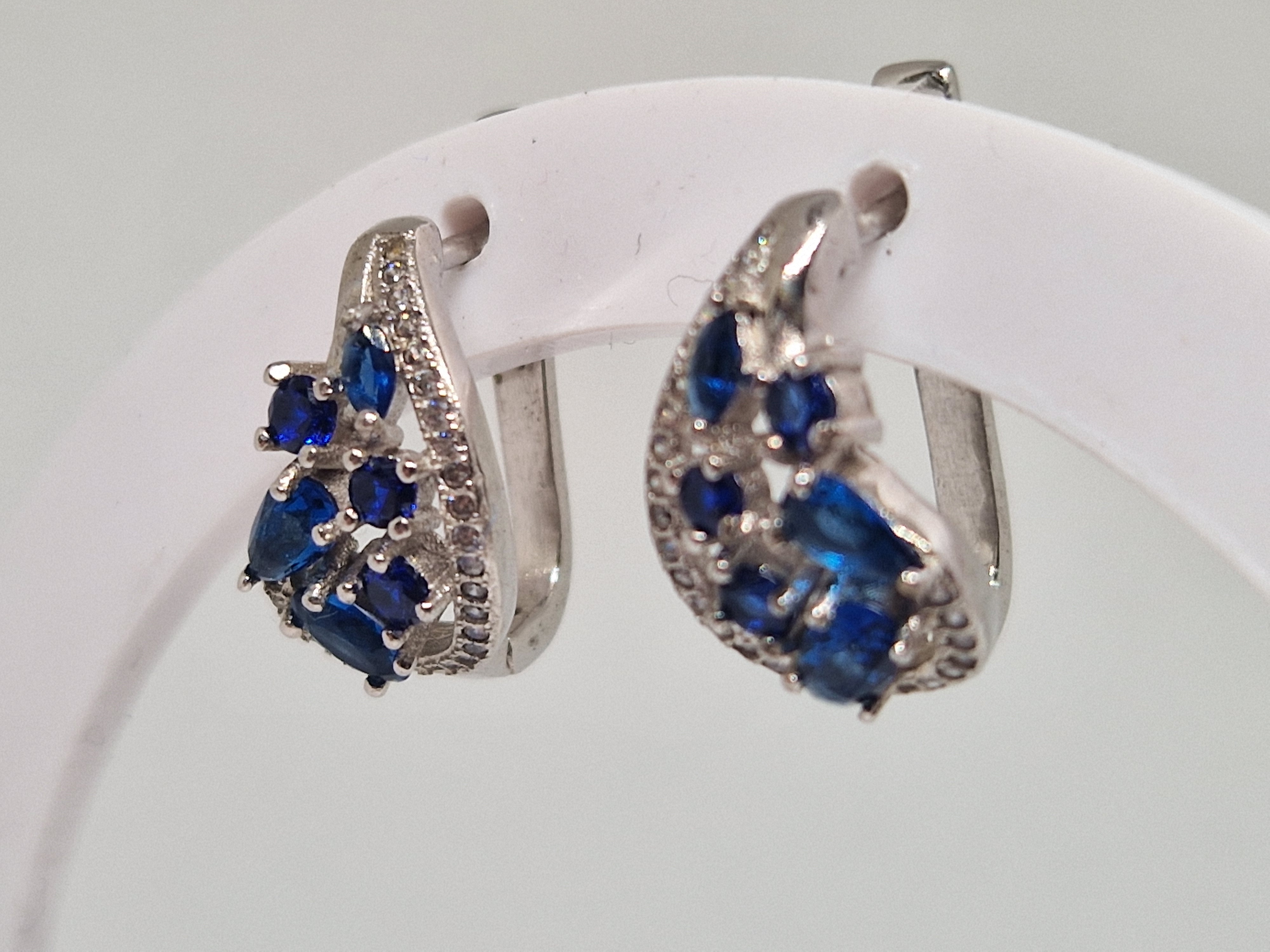 Blue Sapphire Silver Earrings