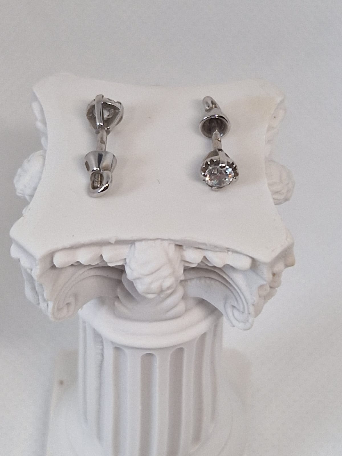 Golden Stud Earrings with Gemstones