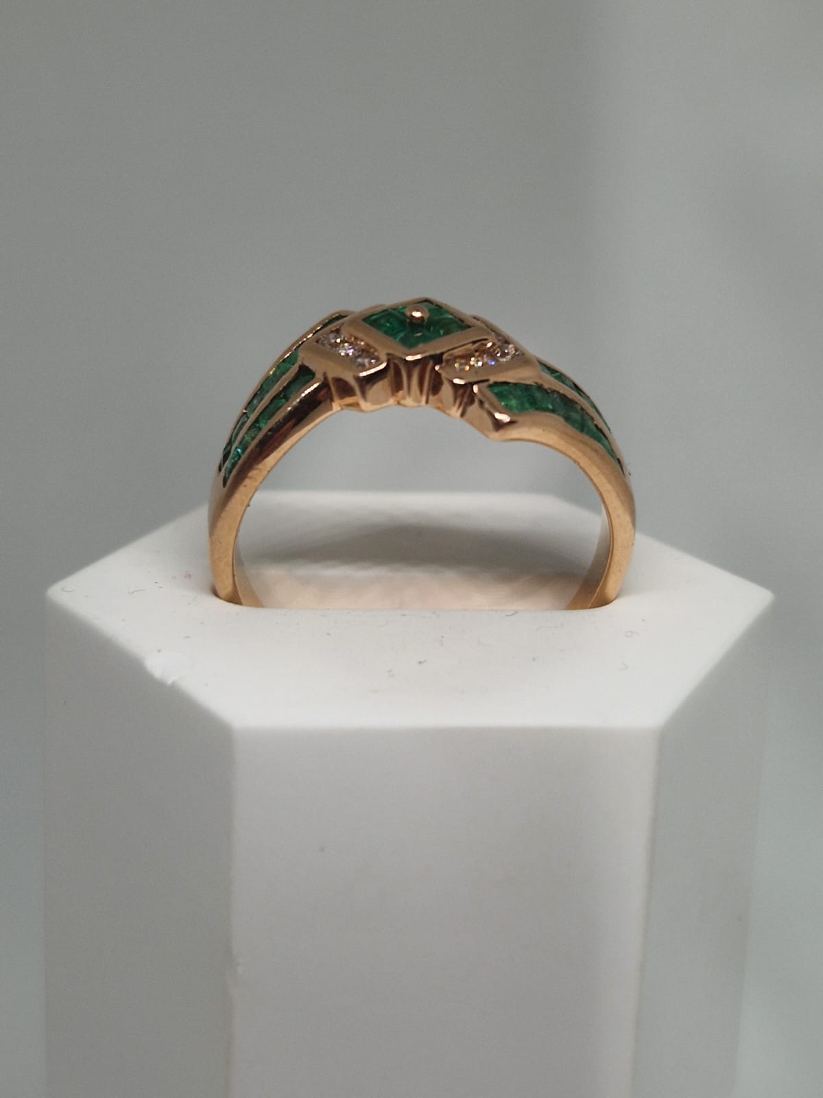 Gold Ring with Green Gemstones