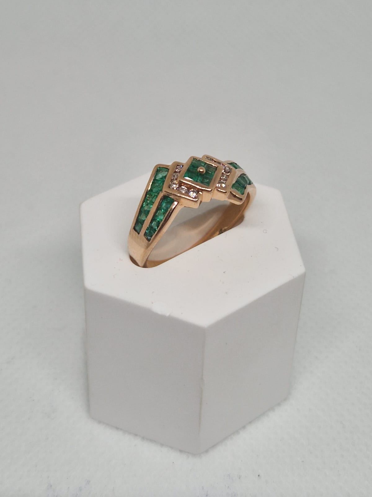 Gold Ring with Green Gemstones