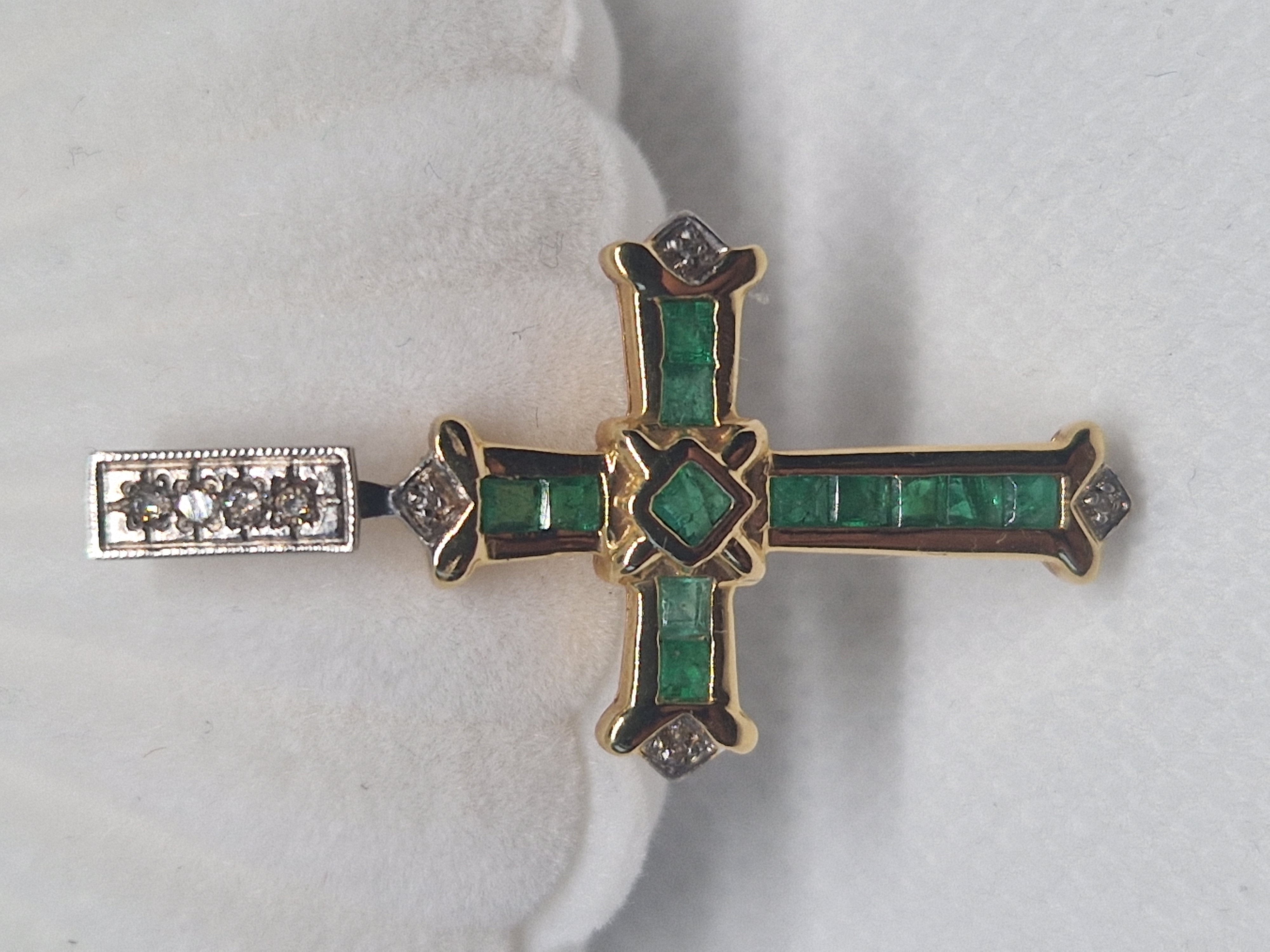 Emerald and Diamond Cross Pendant