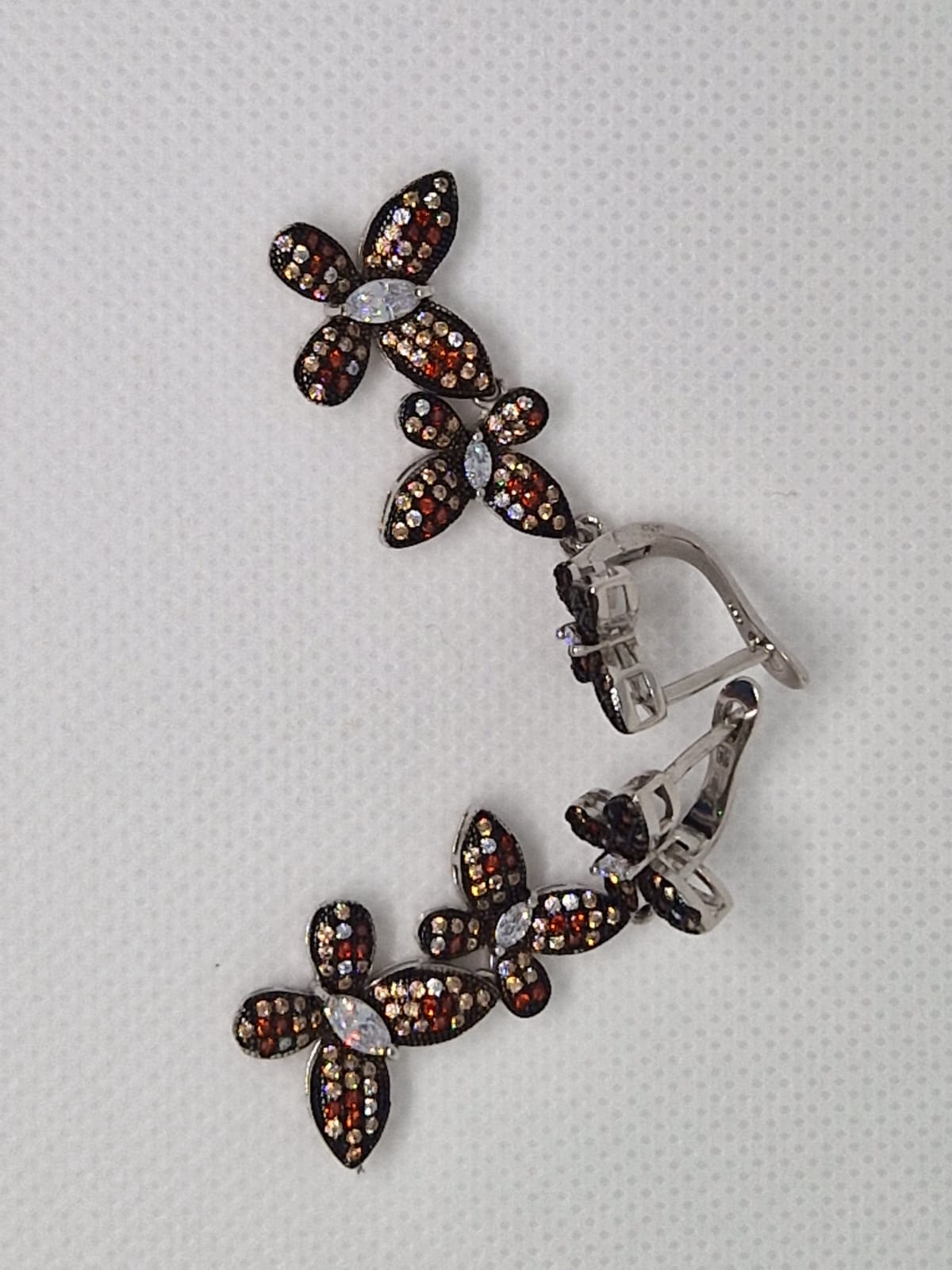 Sterling Silver earrings with a Cubic Zirconia, Ceramic Inlay