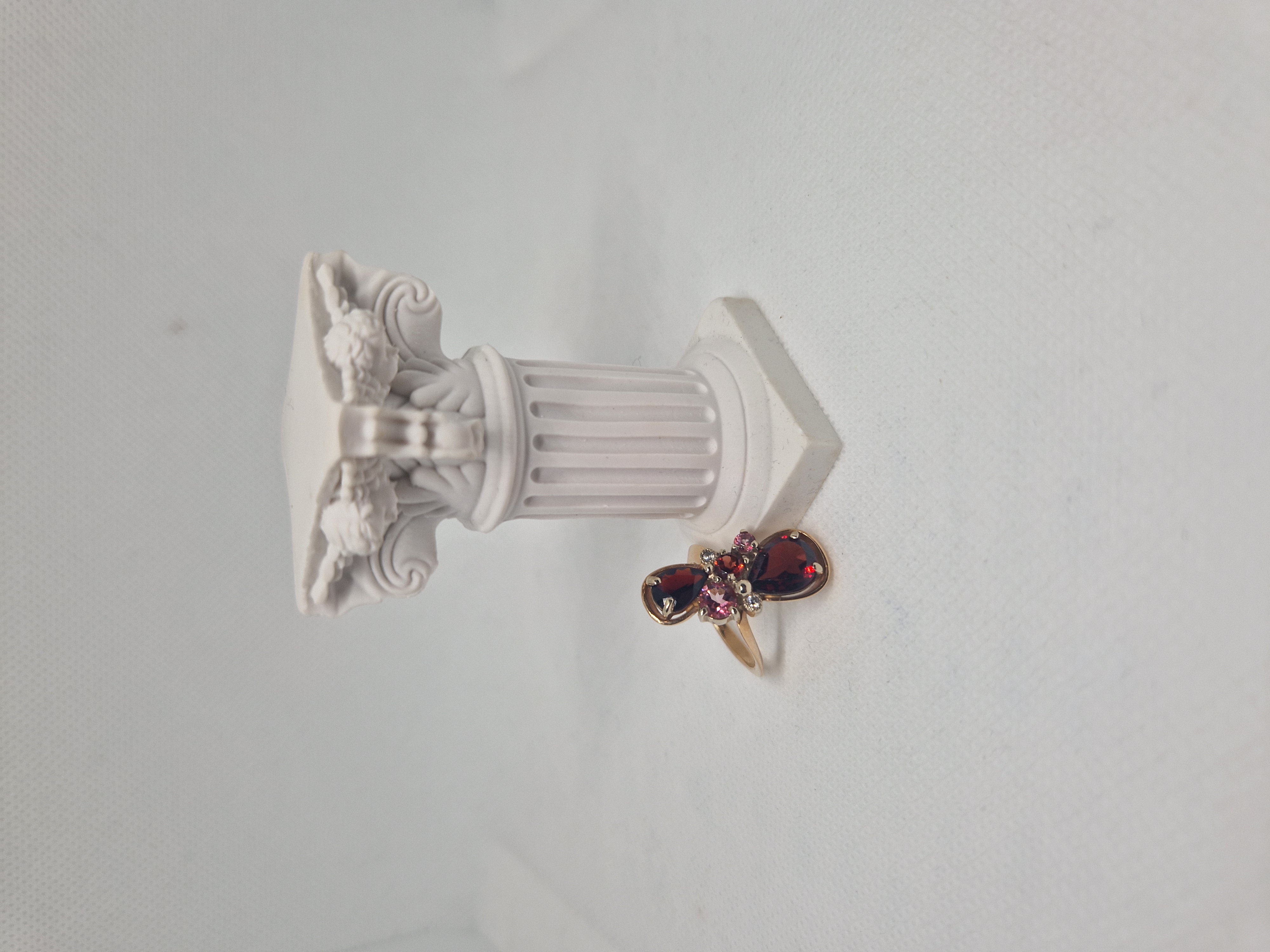 Garnet & Pink Gemstone  Gold Ring