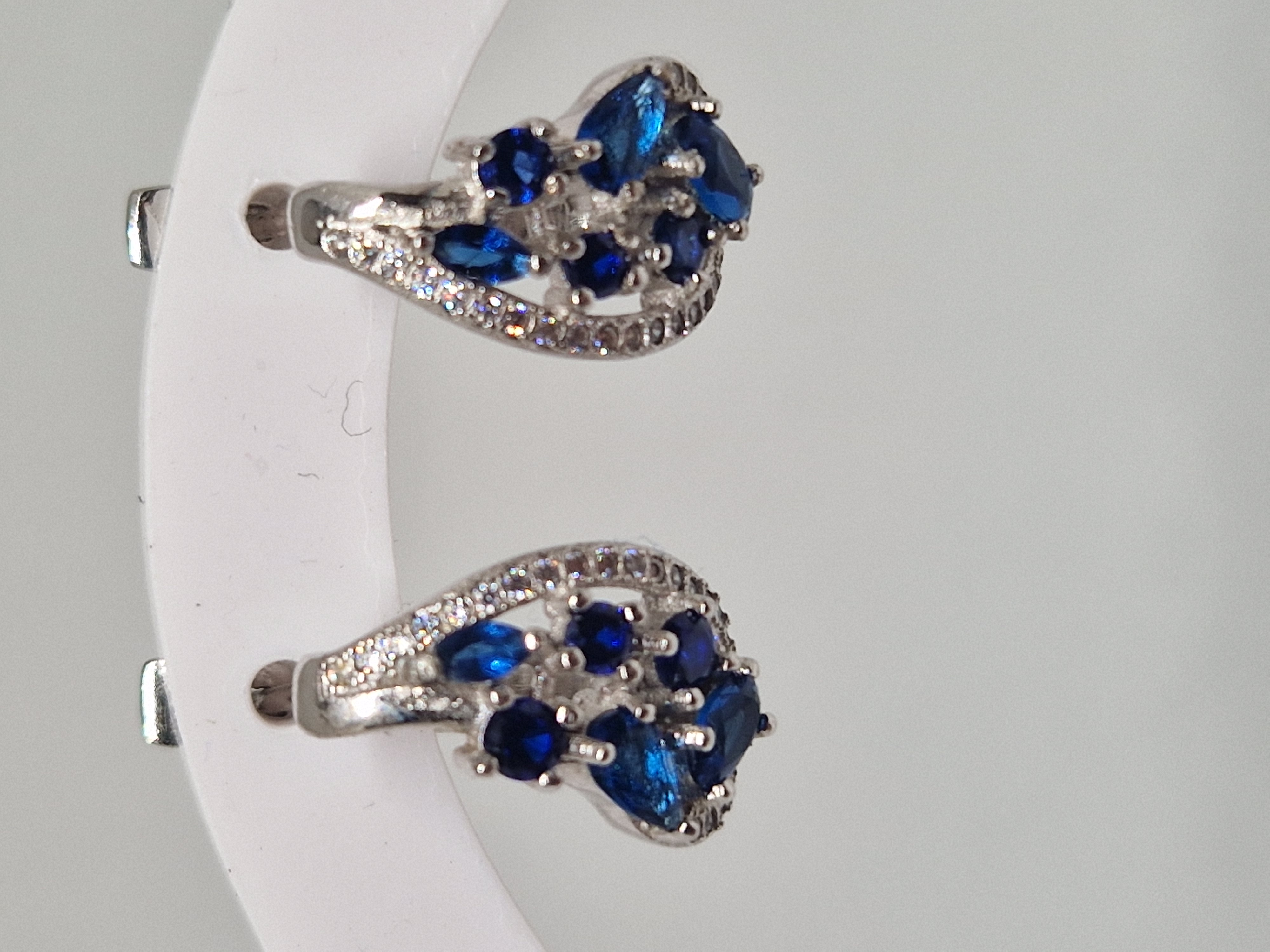 Blue Sapphire Silver Earrings