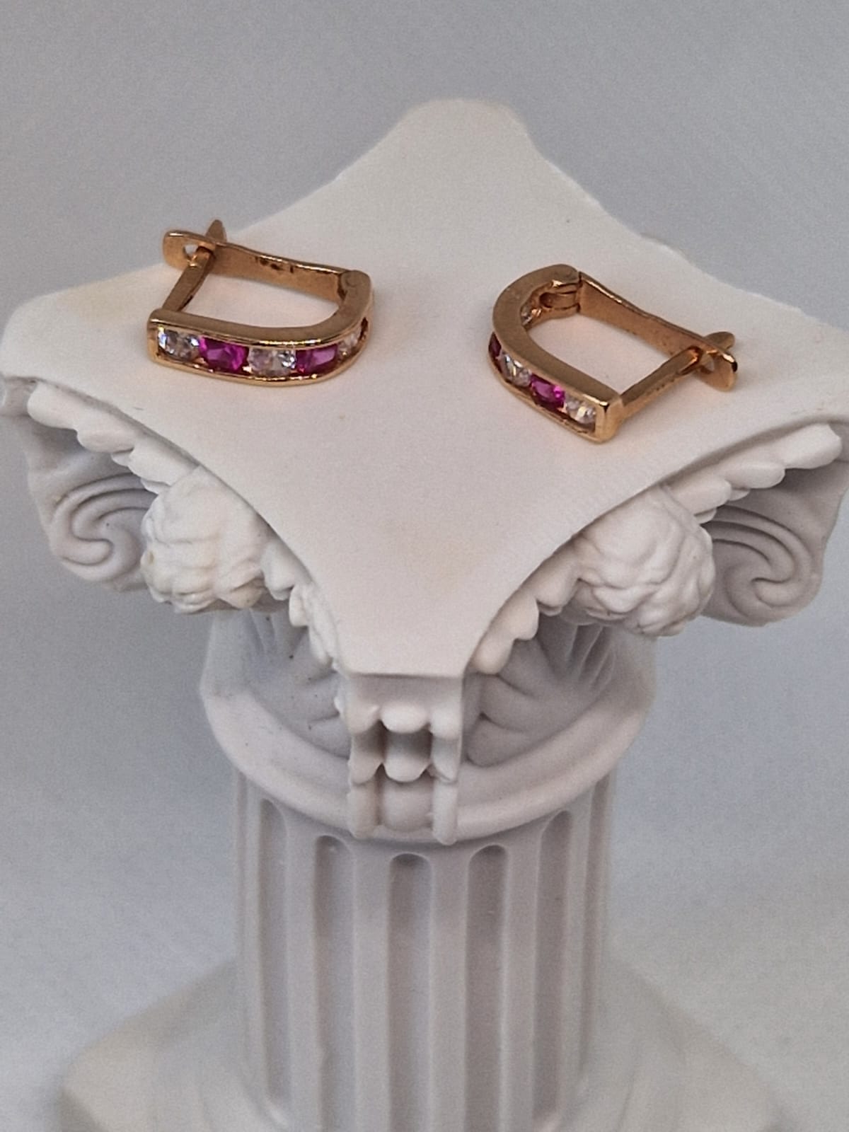 Gold Hoop Earrings with Gemstones