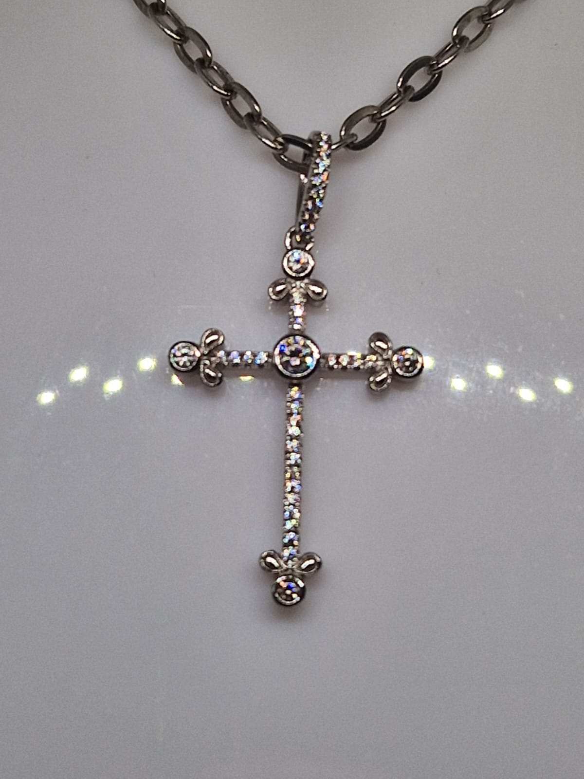 Silver Cross Pendant with a Cubic Zirconia inlay