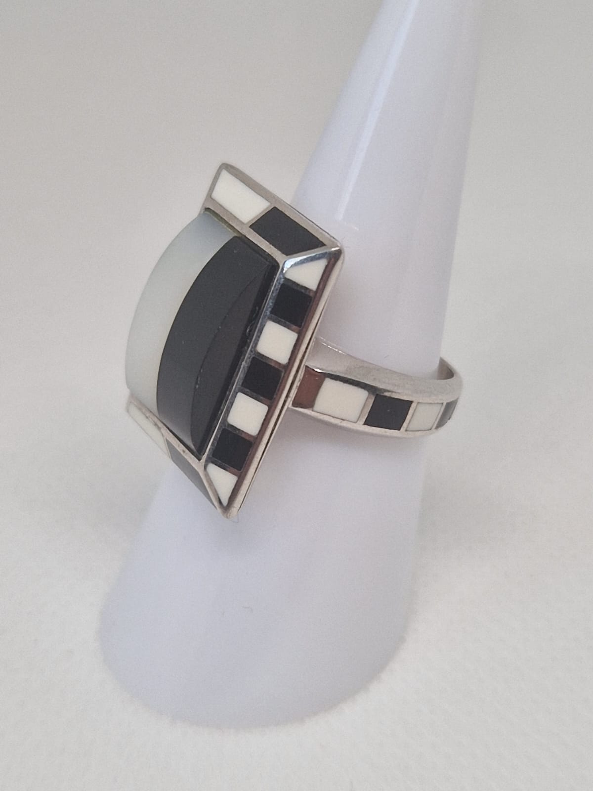 Black and White Geometric Ring