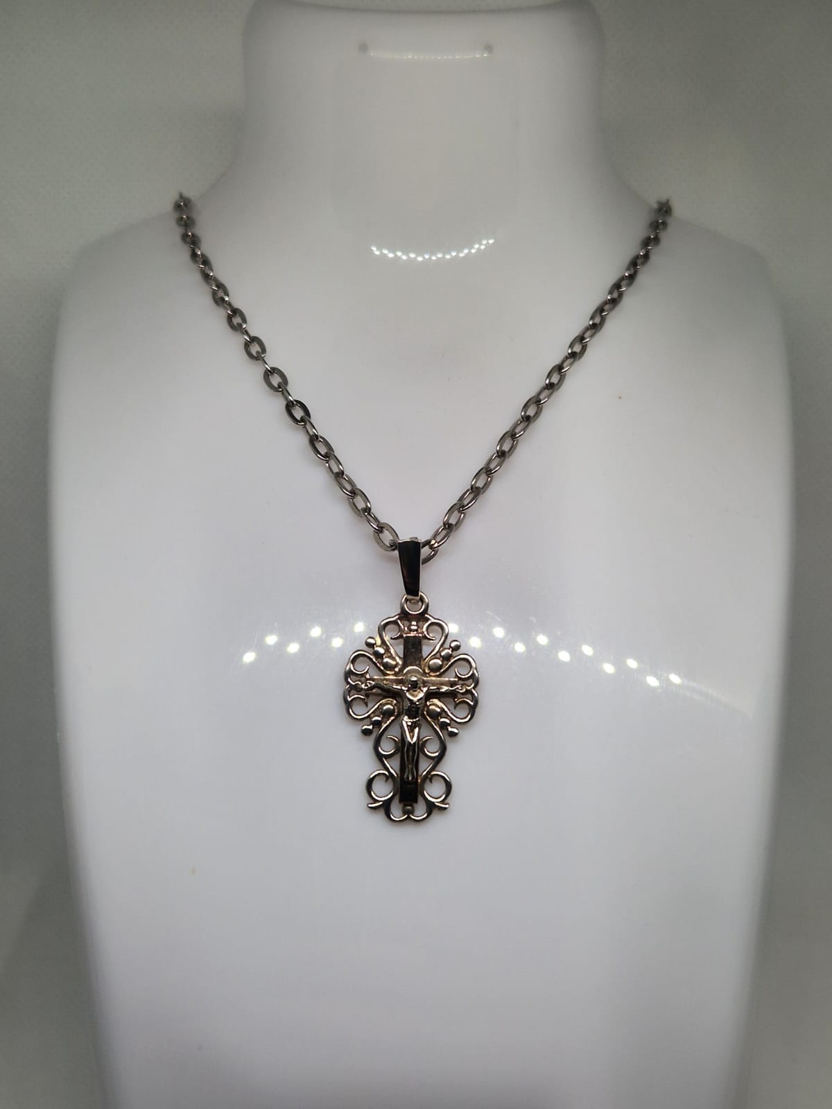 Silver Cross with a Beautiful Curl Ornament