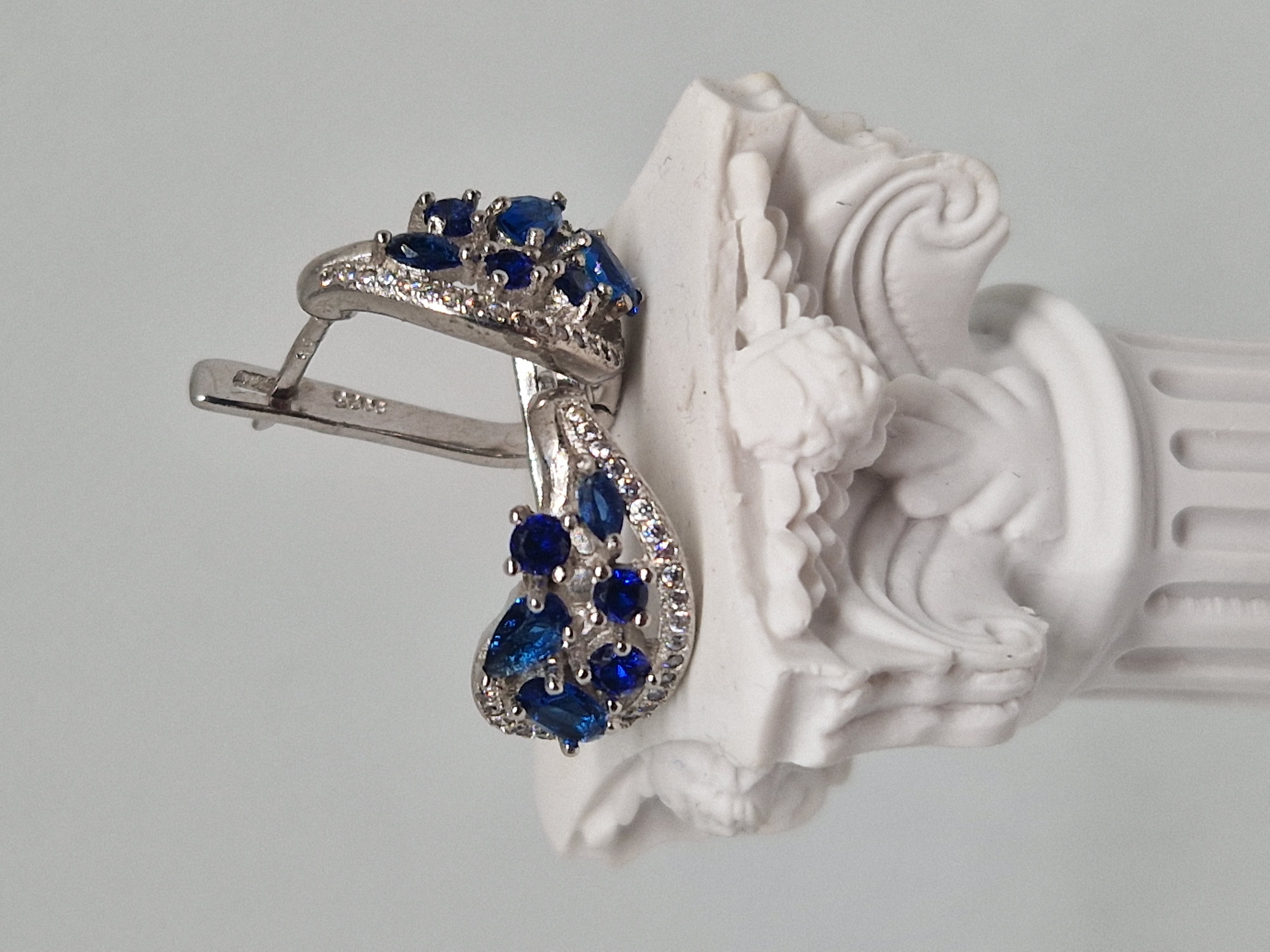 Blue Sapphire Silver Earrings
