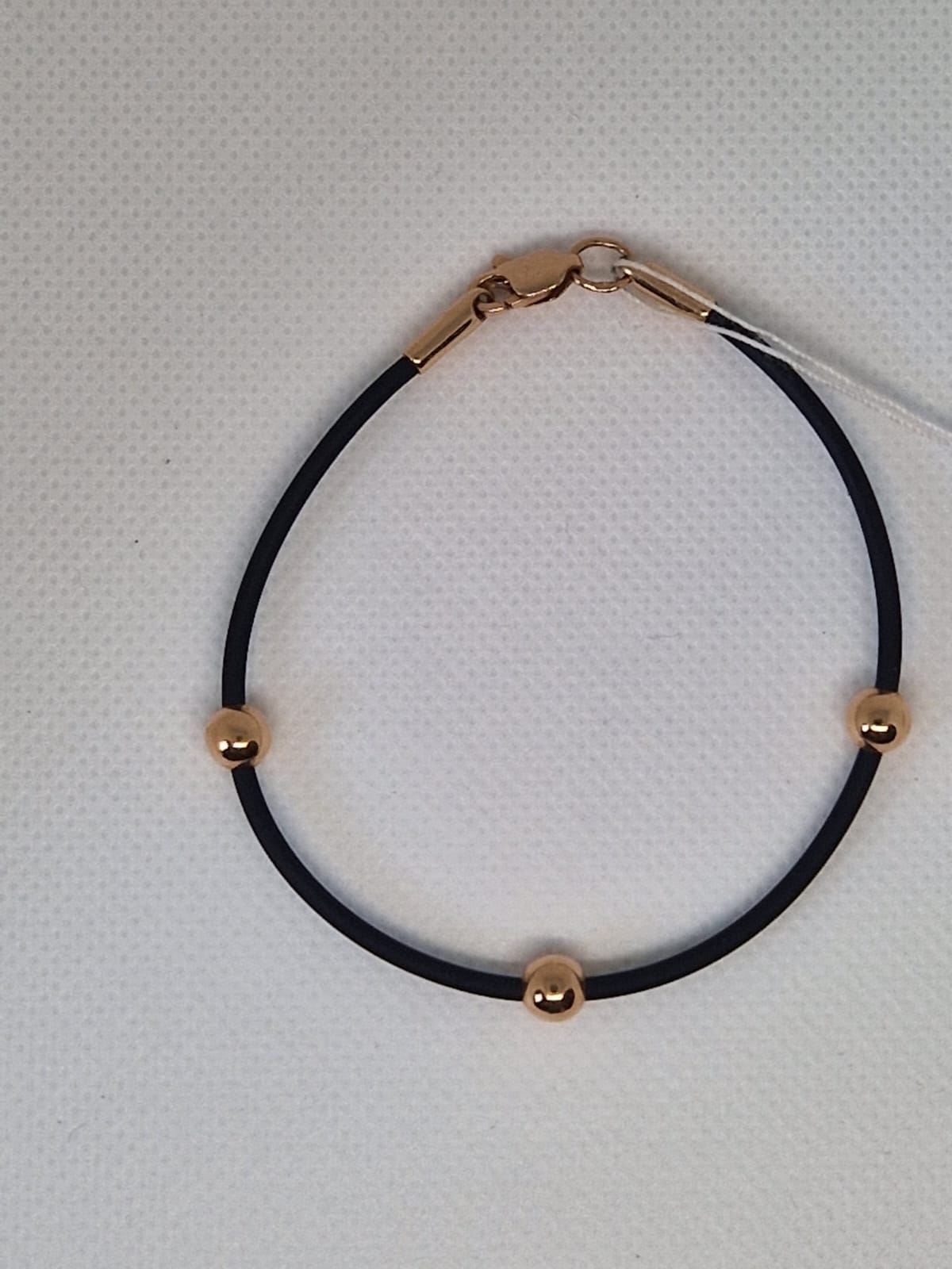 Gold  Bracelet with black rubber