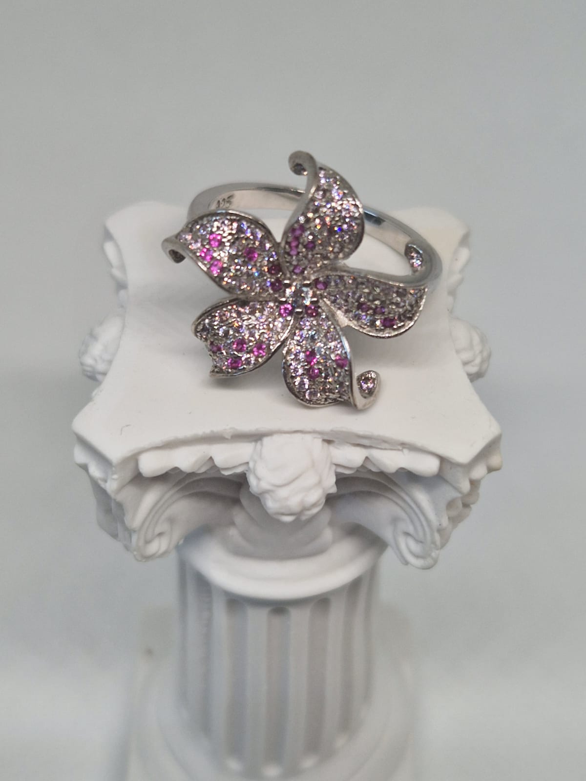 Silver Ring with a cubic zirconia & cultured pearl