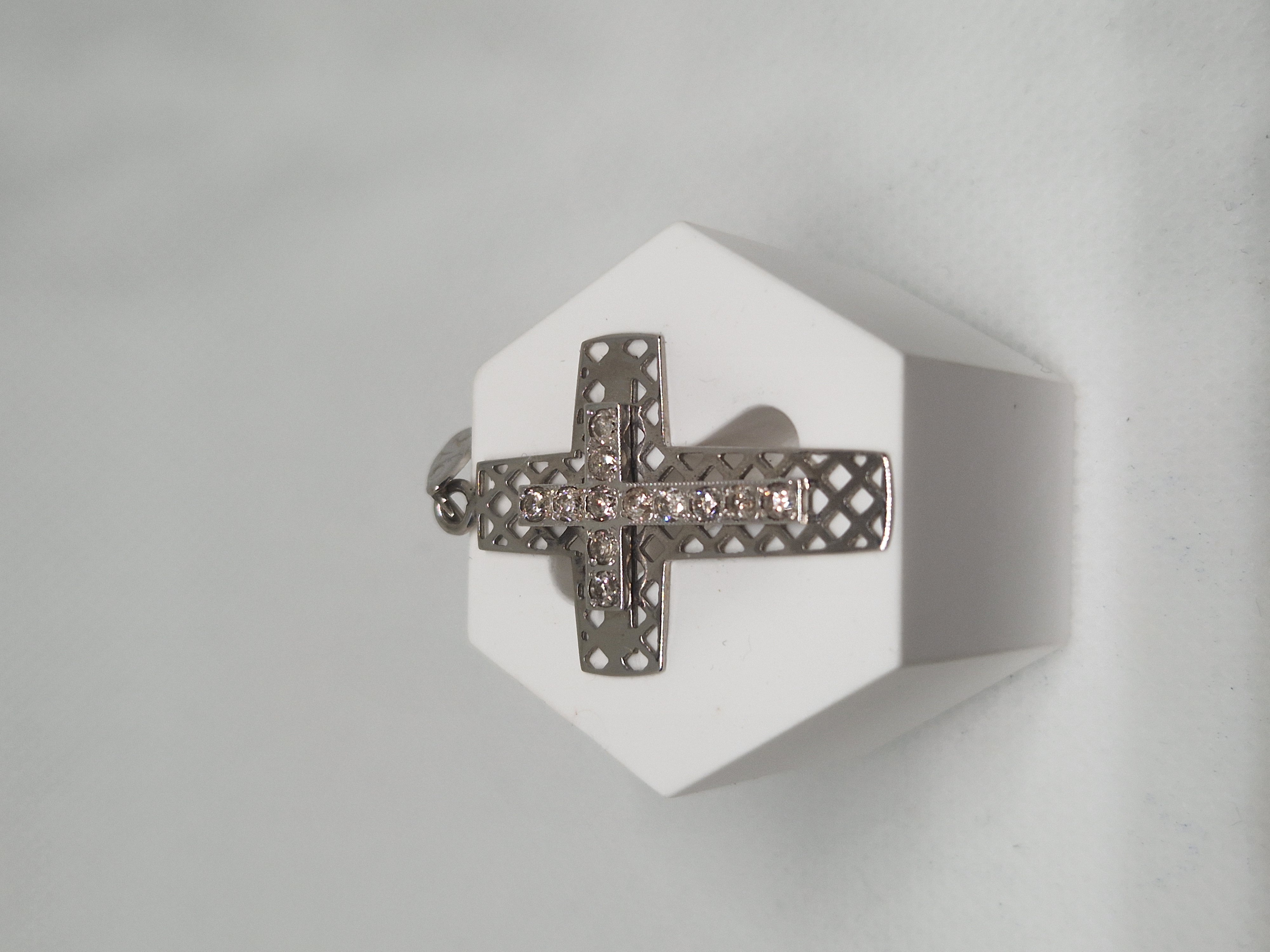 White gold Cross  with diamonds