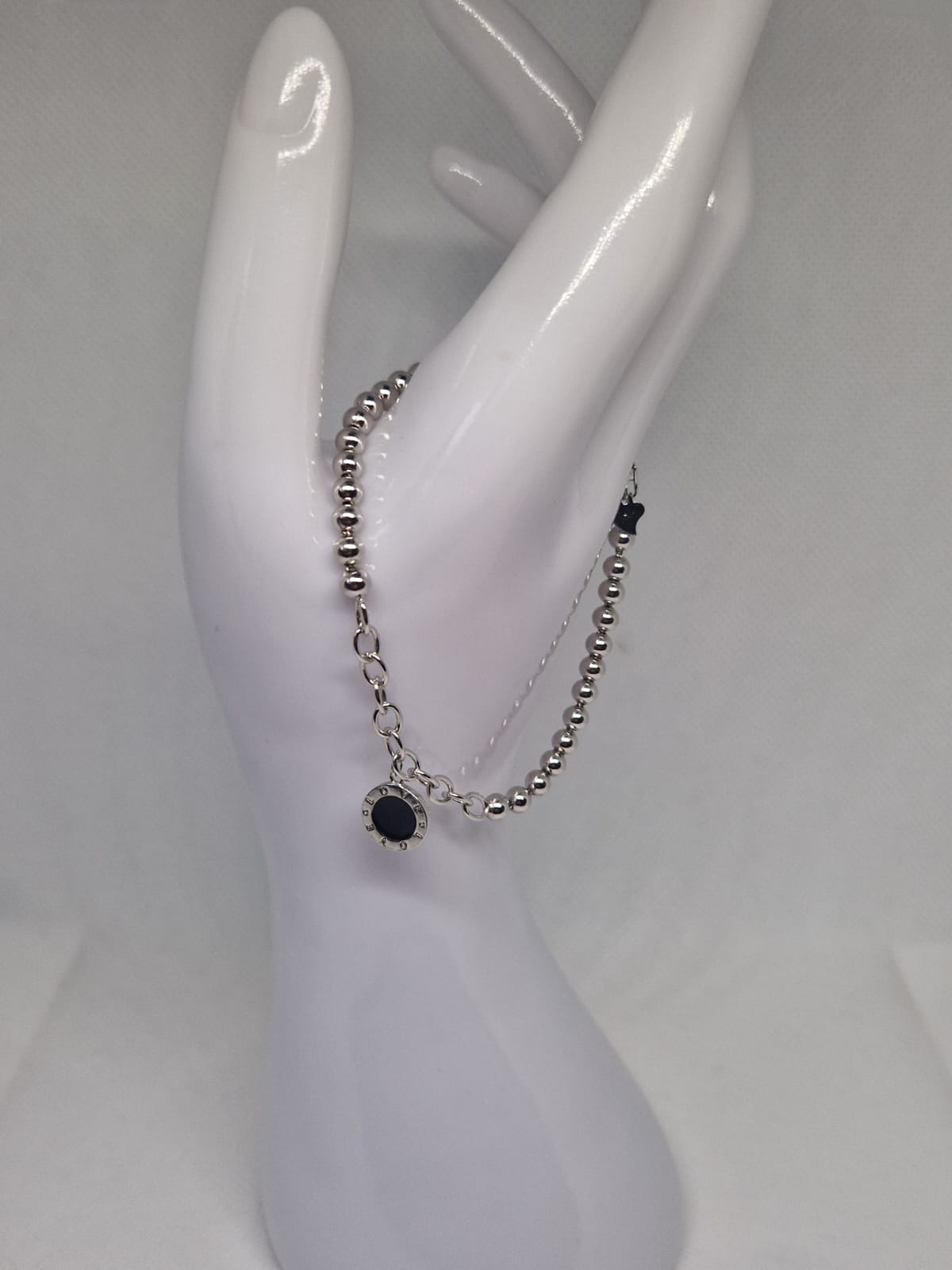 Silver Beaded x Chain Bracelet