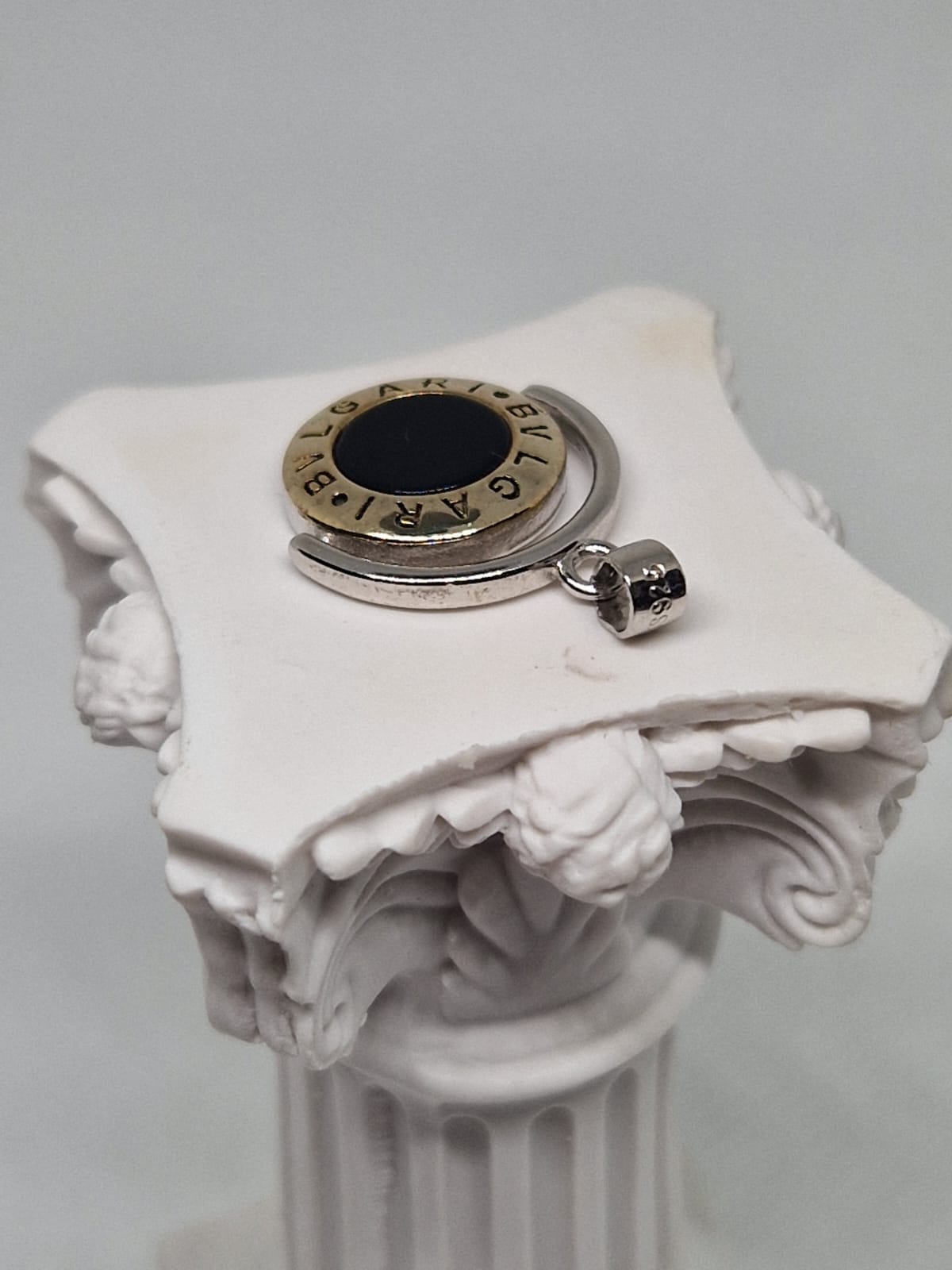 Bvlgari Silver Pendant with a Onyx inlay