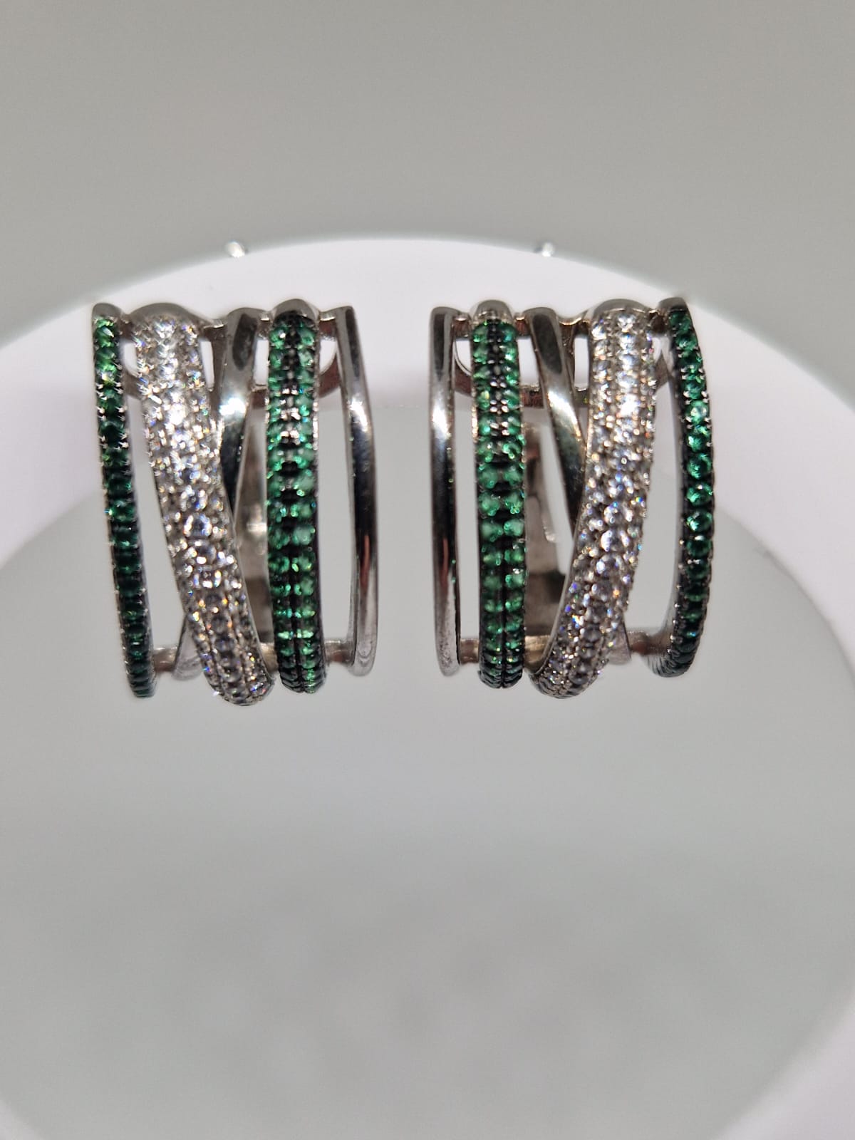 Sterling Silver Earrings with a Cubic Zirconia, and Mother-of-pearl Inlay 02