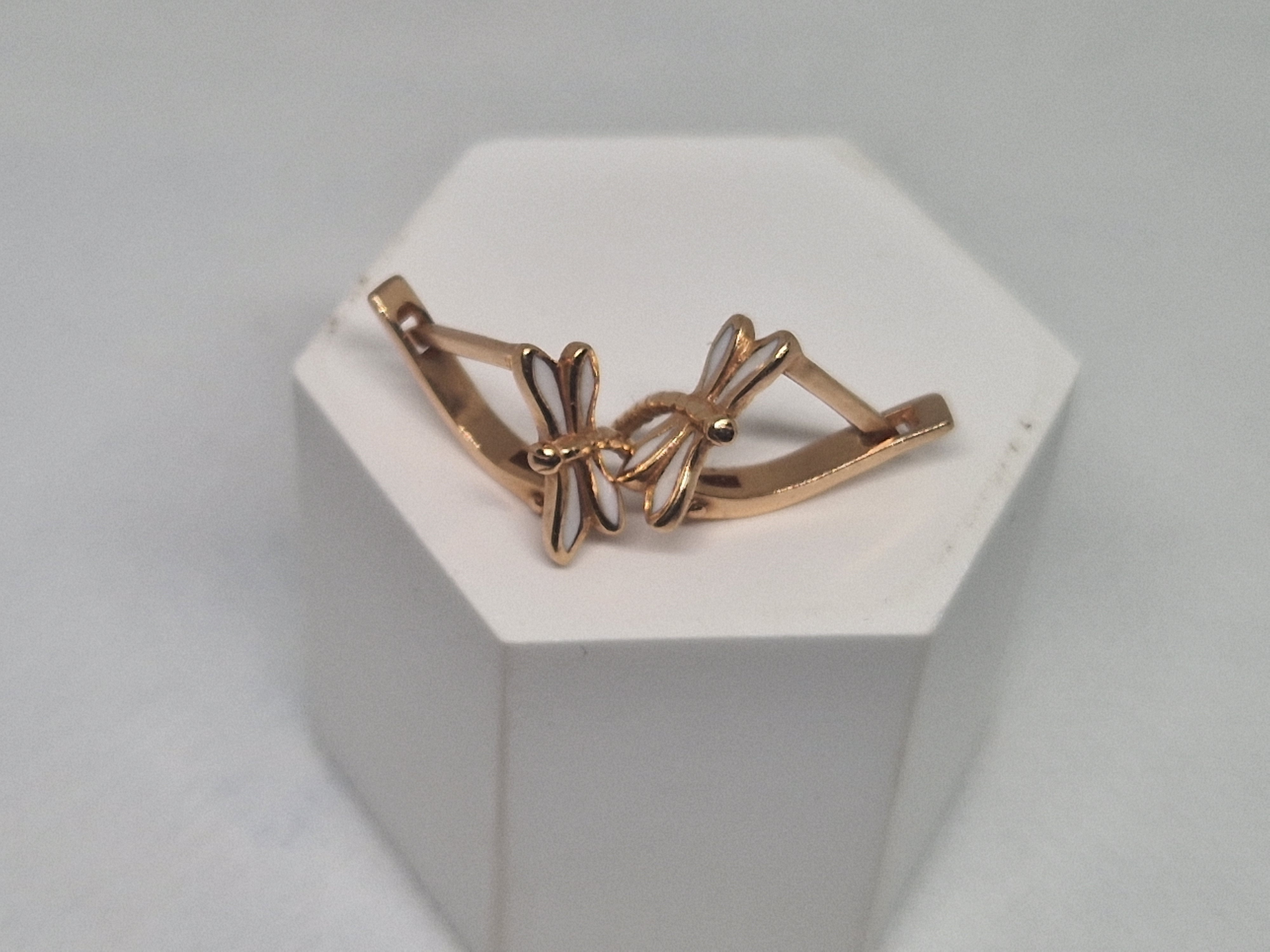 Gold Earrings with enamel